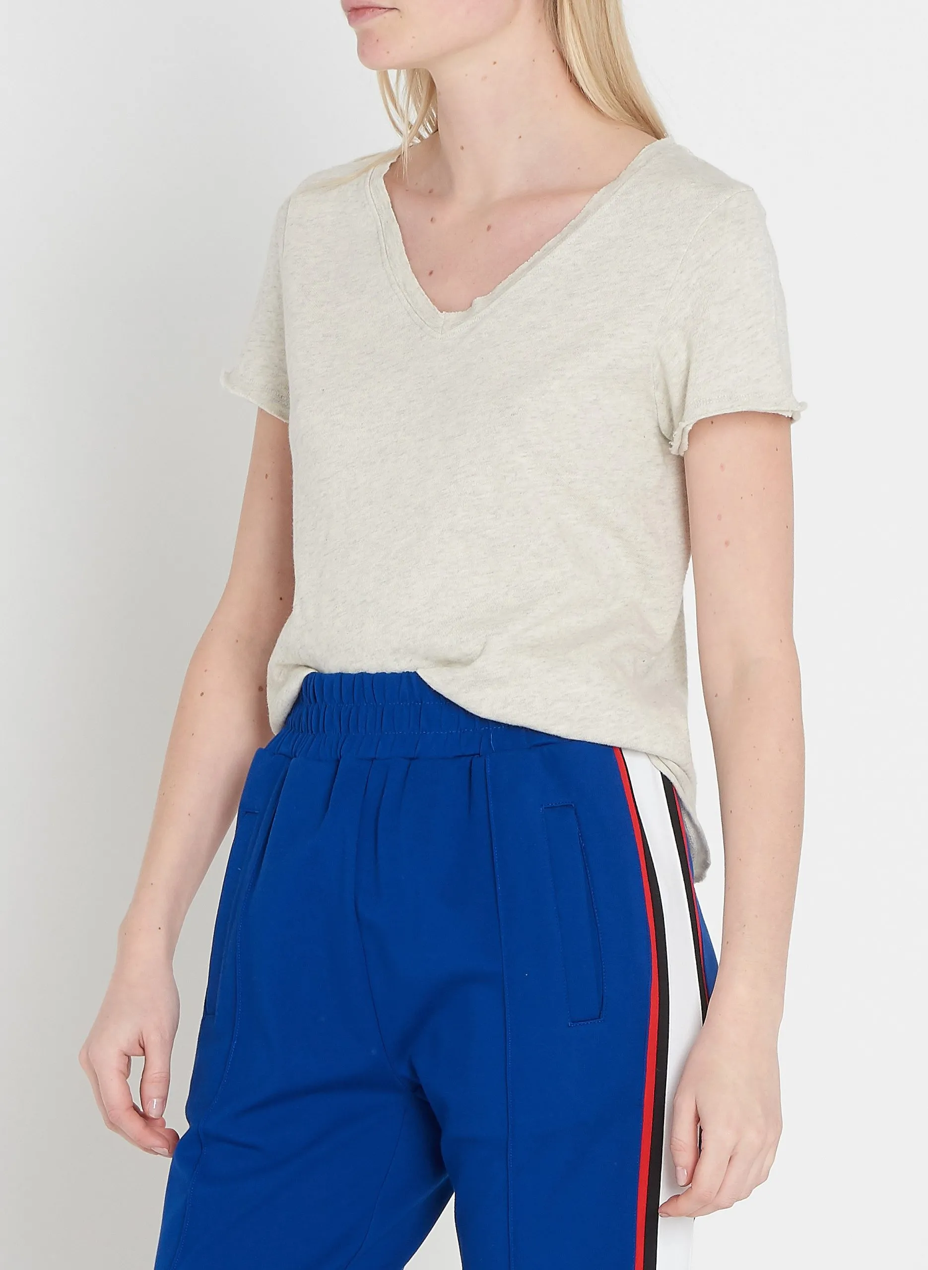 Tee-shirt col V en coton Gris SONOMA