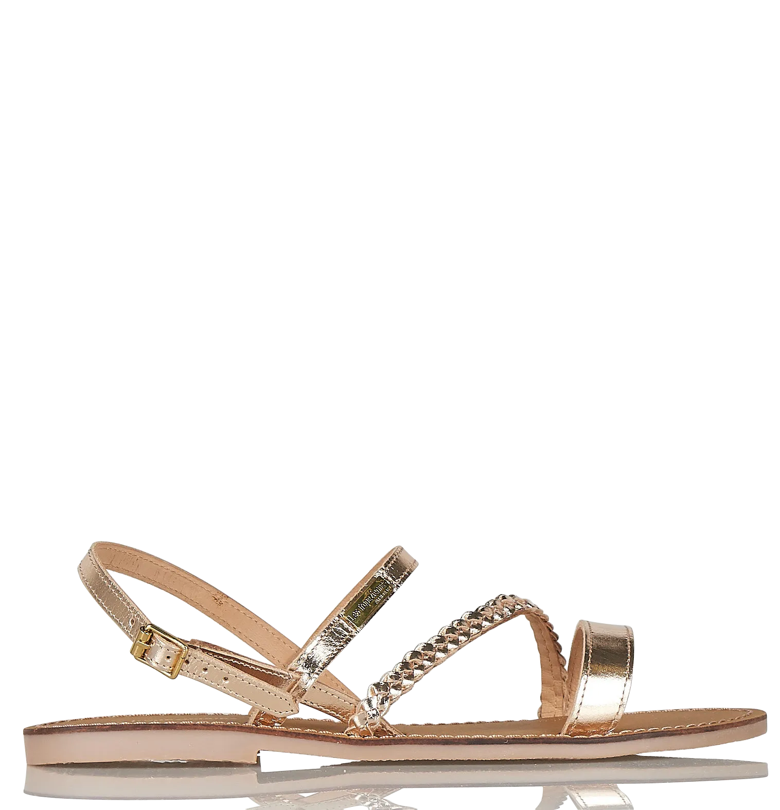 Sandales plates en cuir doré Doré BATRESSE