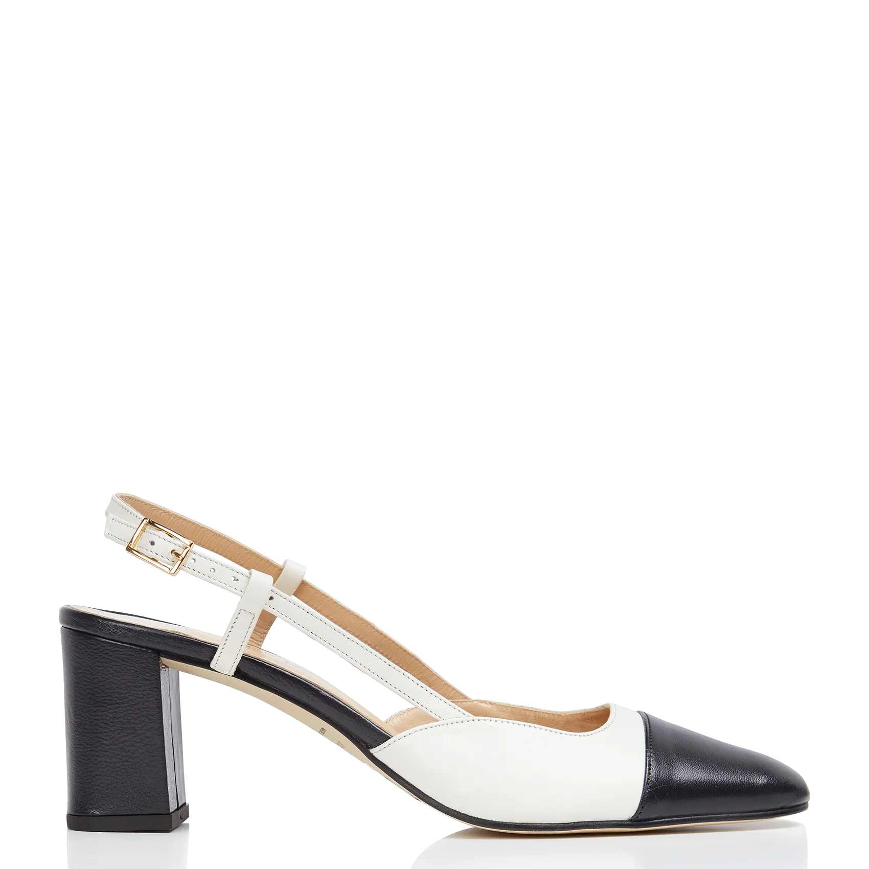 Babies bicolores à talon en cuir Bleu DHAPOP