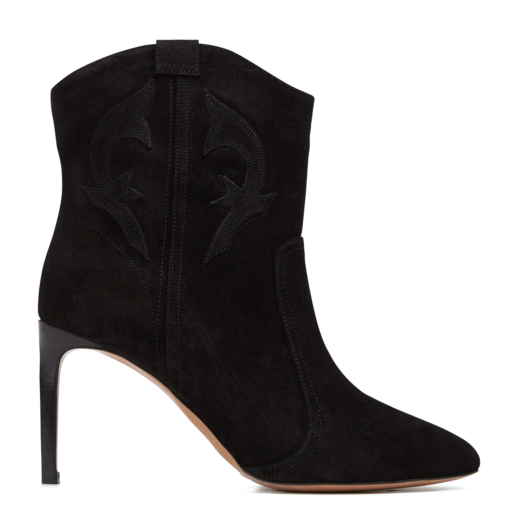 Bottines à talons aiguilles en cuir Noir CAITLIN
