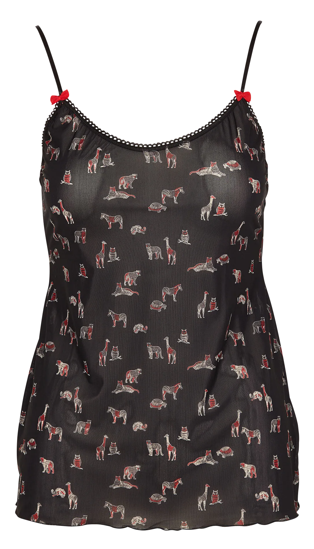 Caraco imprimé en microfibre à bretelles Noir