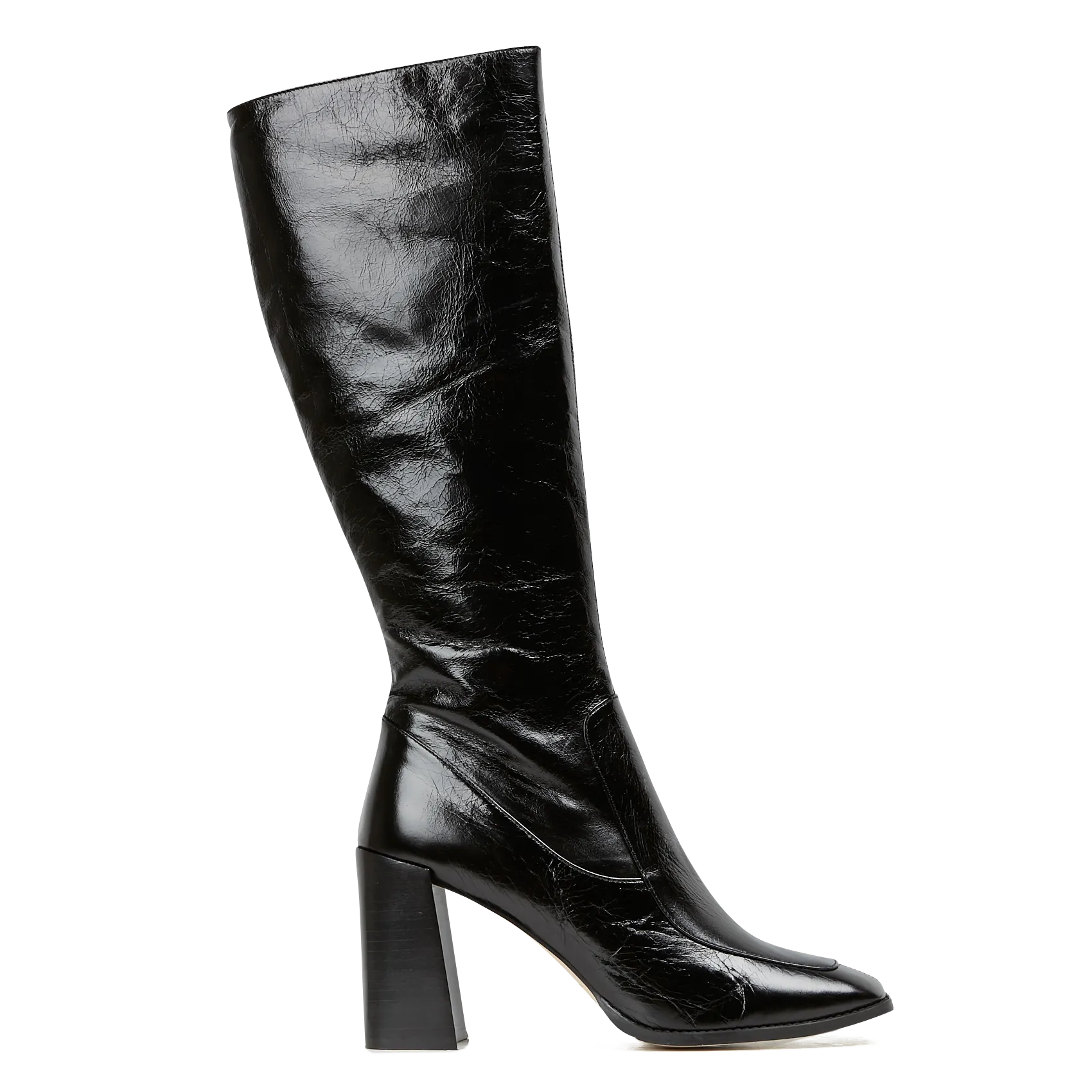 Bottes à talon en cuir vieilli Noir VAUBANE