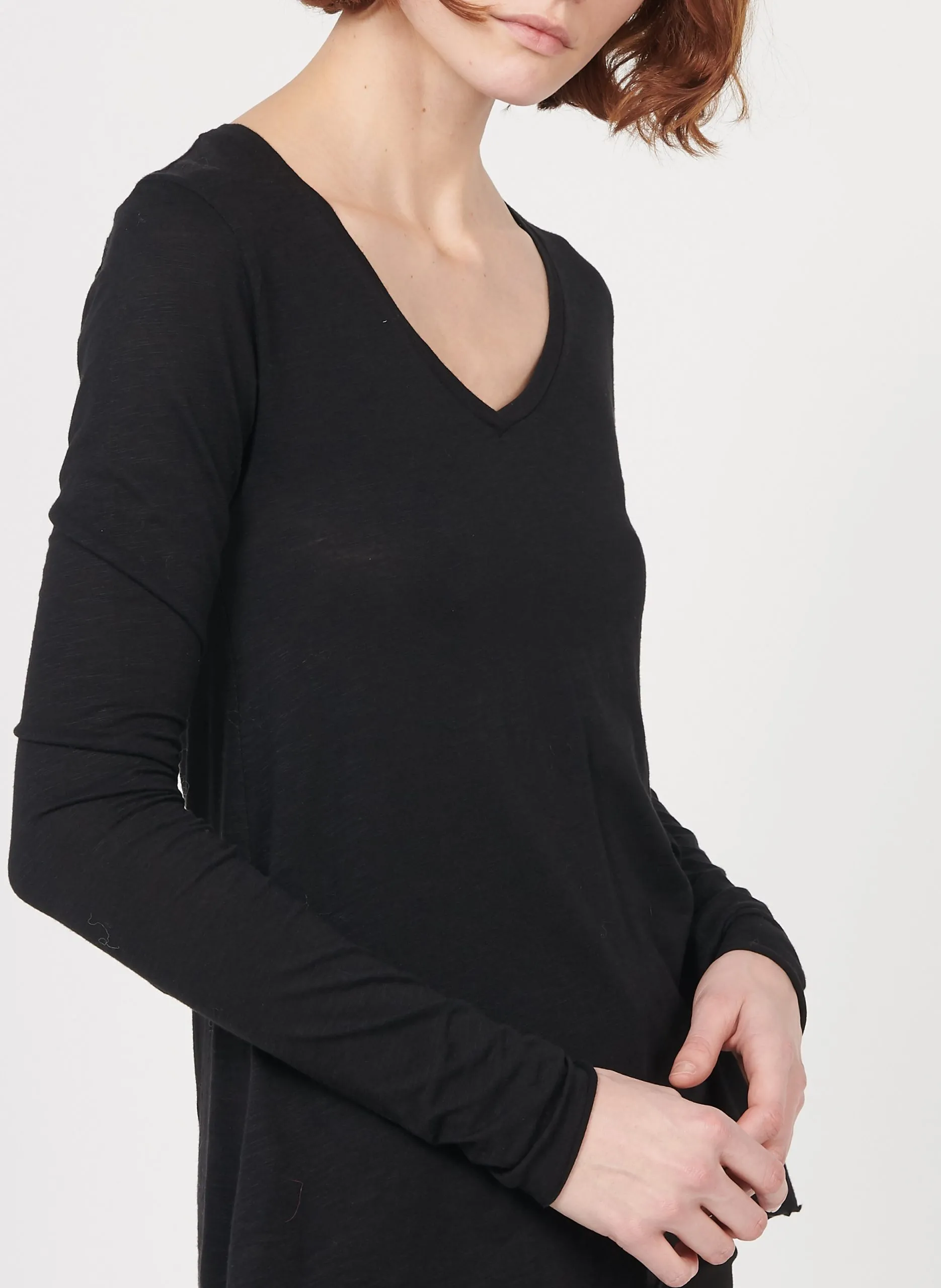 Tee-shirt col V en coton mélangé Noir JACKSONVILLE