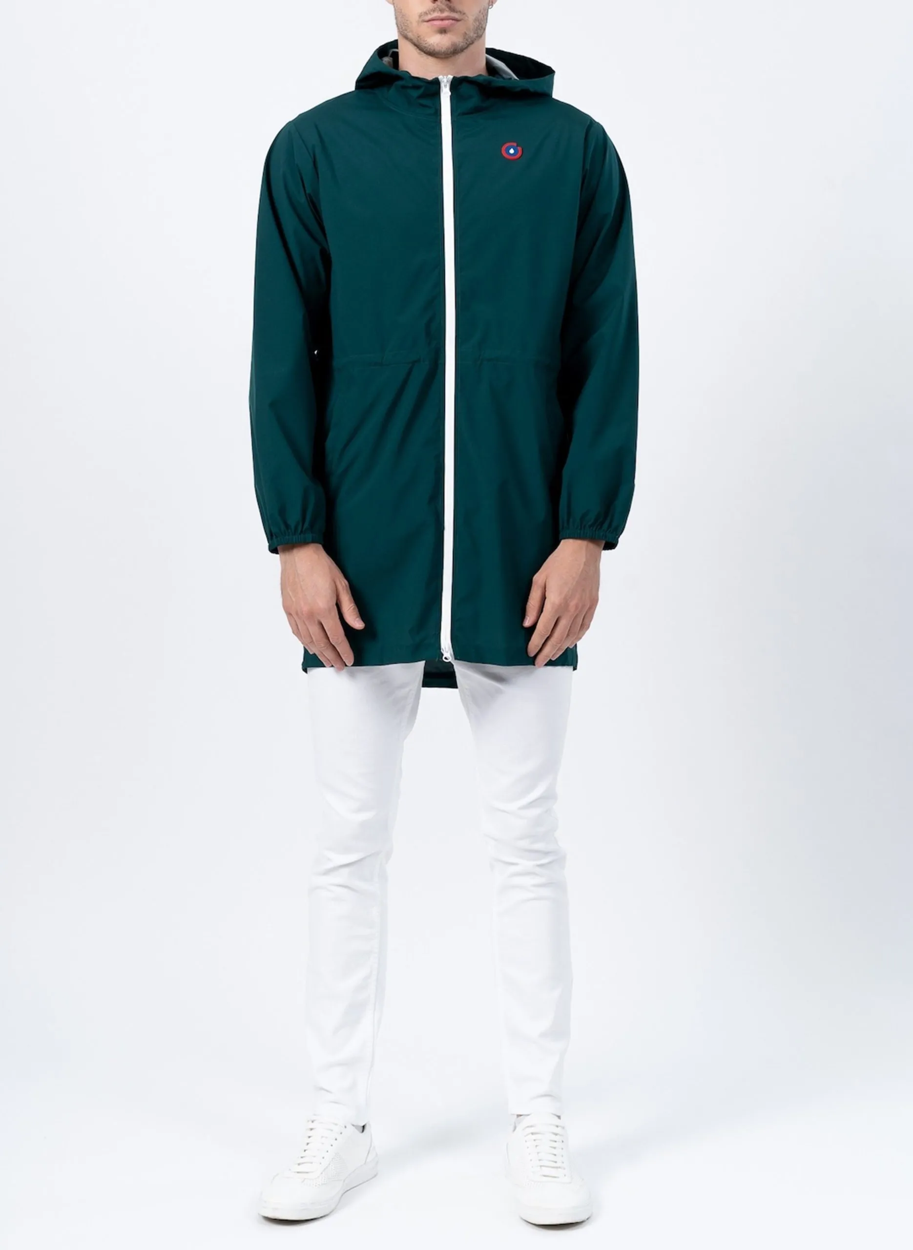 Imperméable long à capuche convertible Vert AMELOT