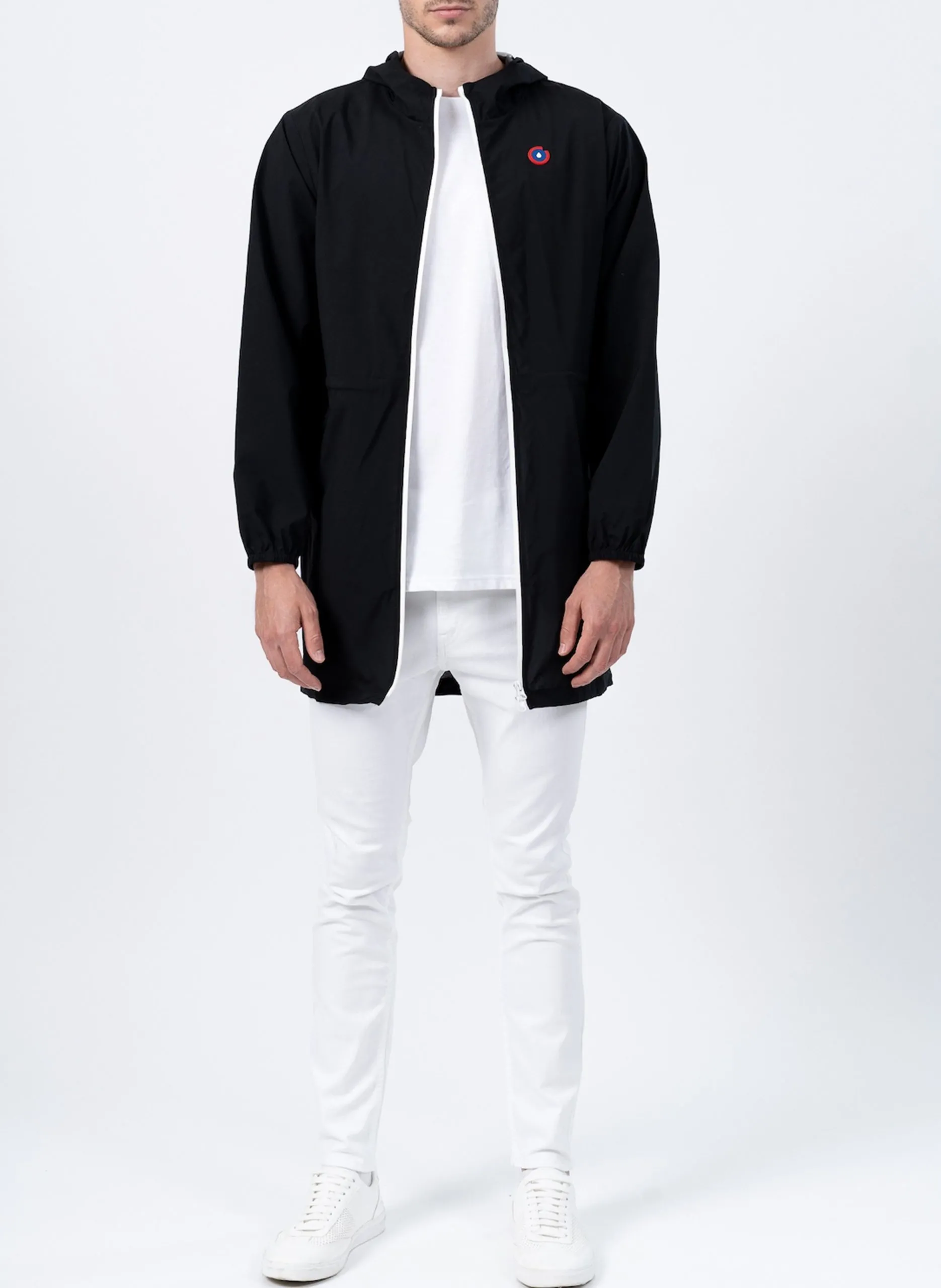 Imperméable long à capuche convertible Noir AMELOT