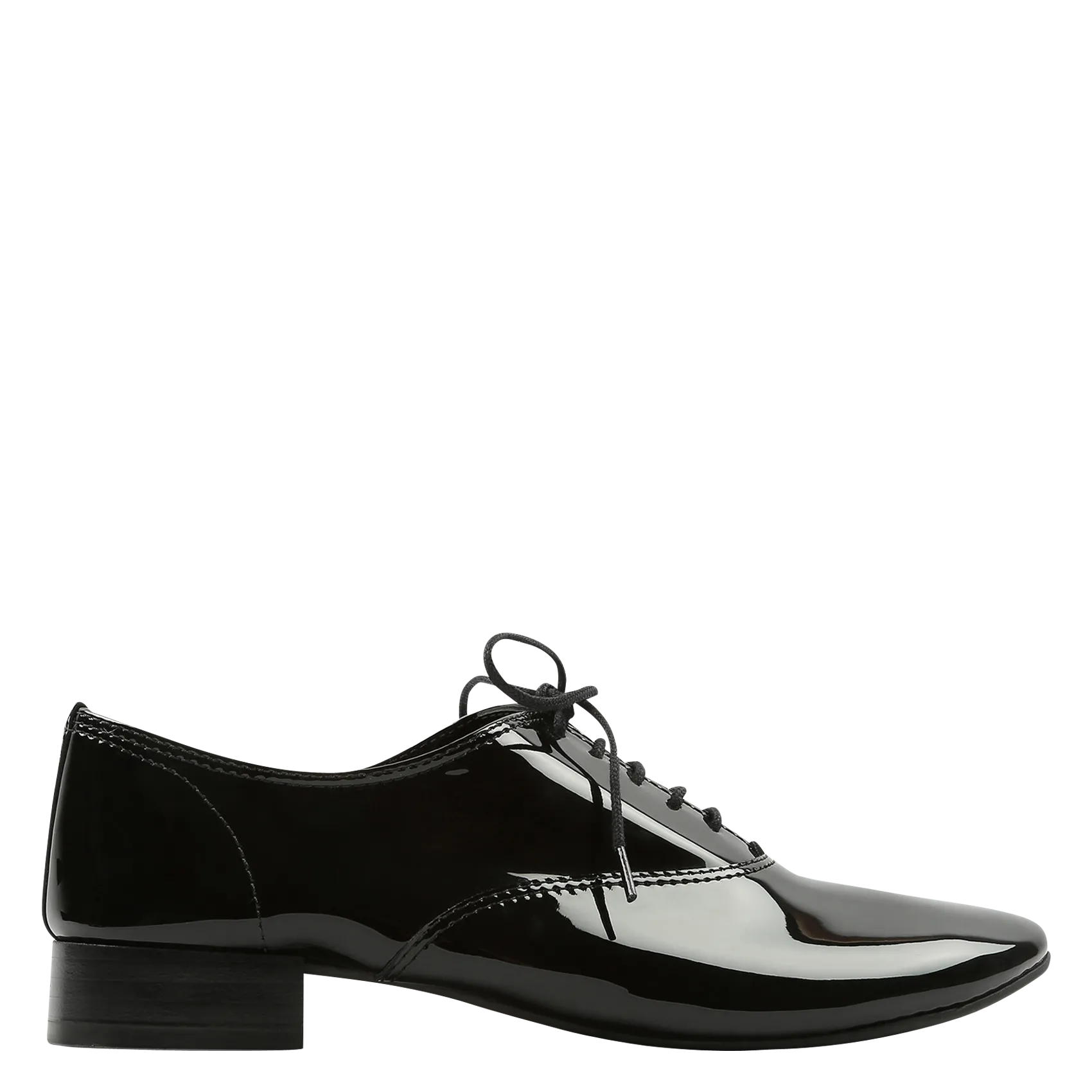 Richelieu en cuir vernis à petit talon Noir ZIZI