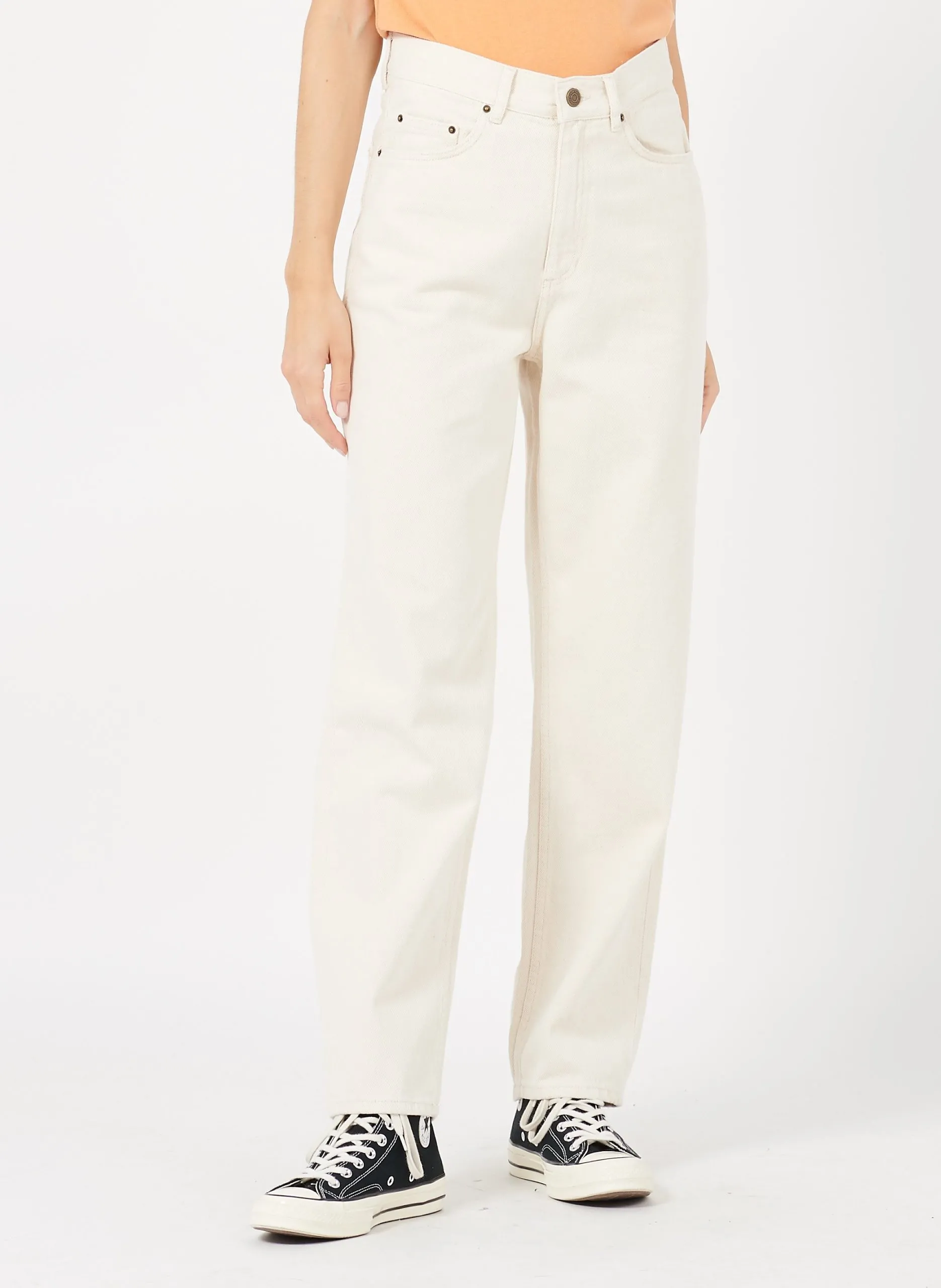 Jean boyfriend 5 poches taille haute Beige TINEBOROW