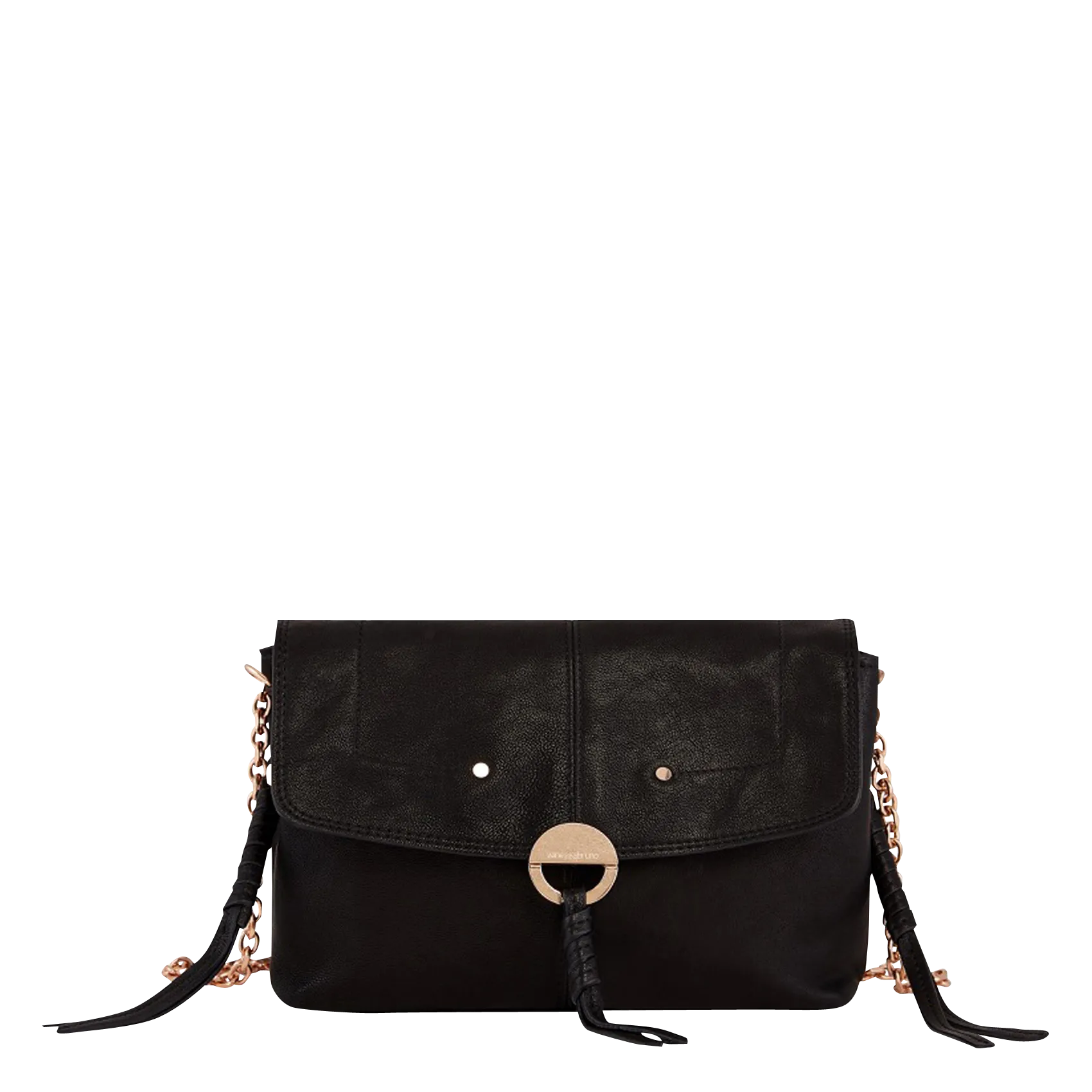 Sac bandoulière à rabat en cuir Noir OTHILIA