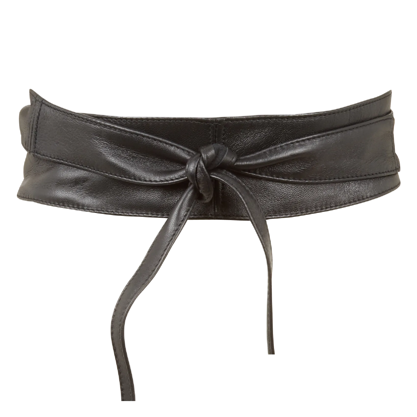 Ceinture à nouer en cuir Noir