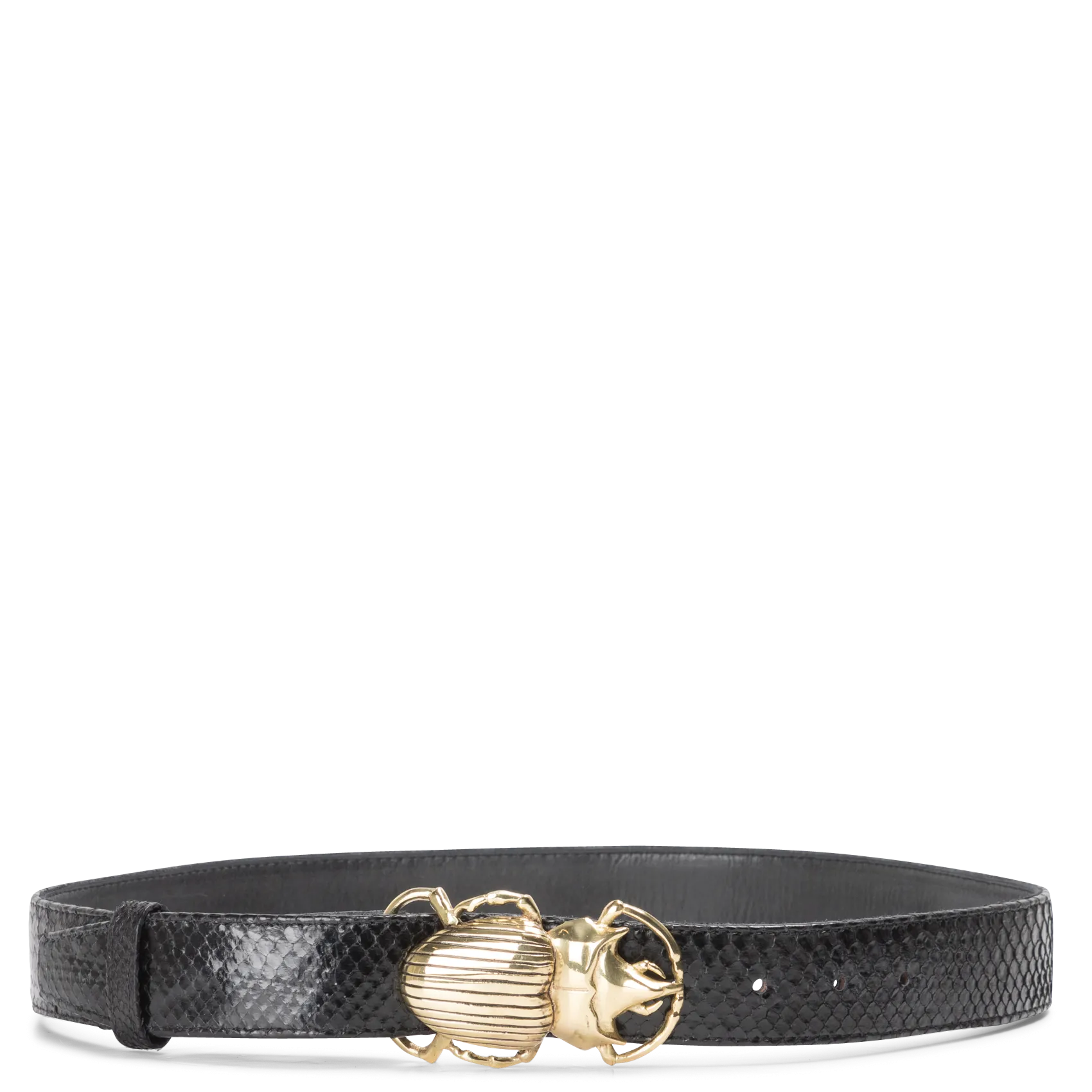 Ceinture en cuir de python Noir BEETLE