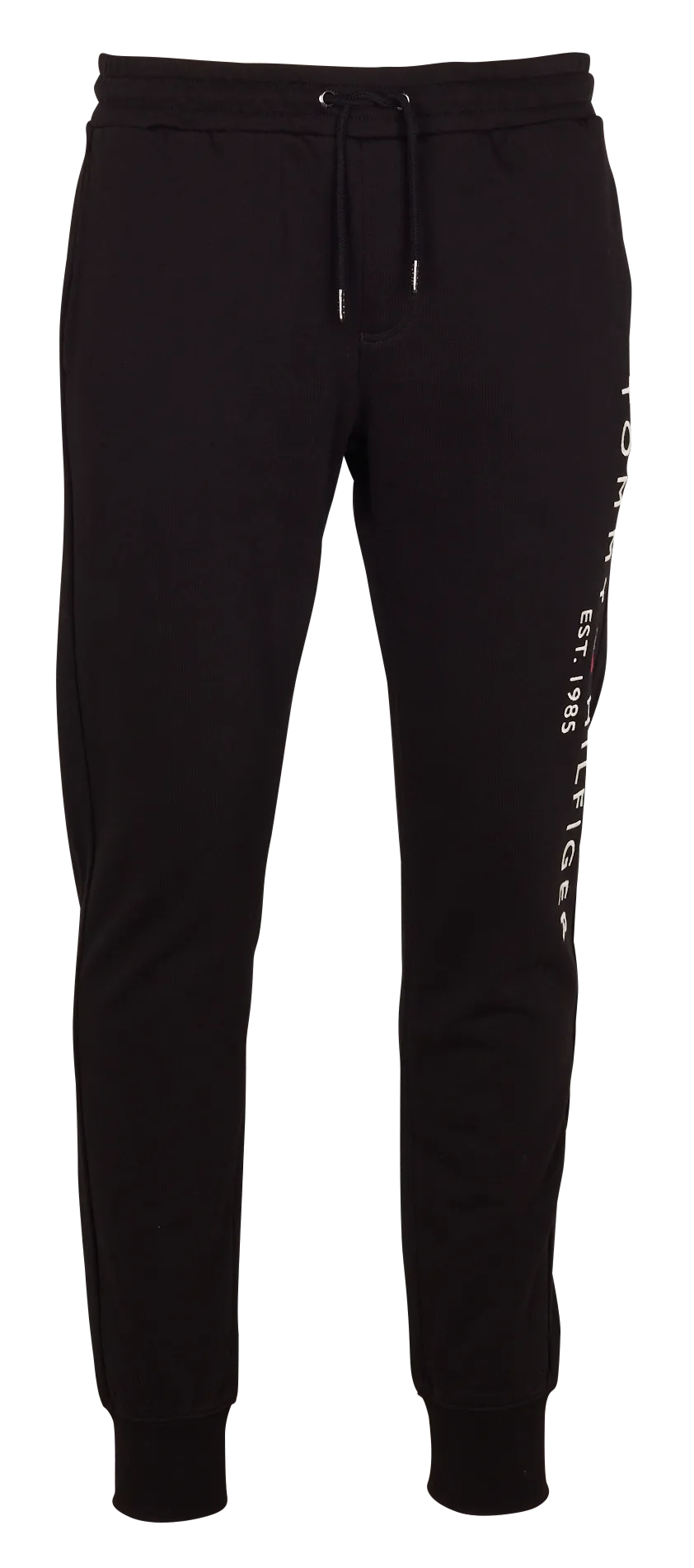 Jogging droit brodé en coton bio Noir