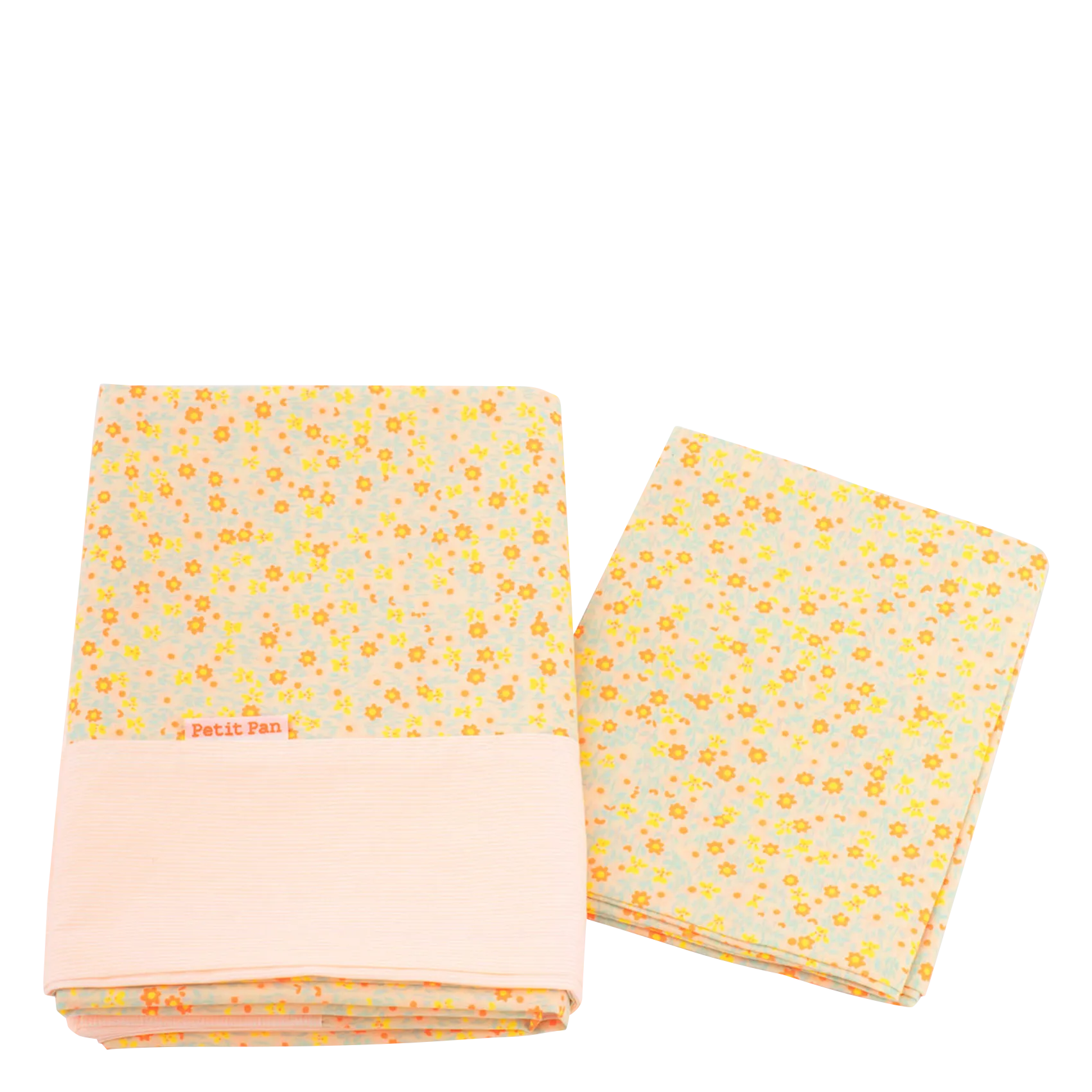 Parure de lit imprimé fleuri en coton Blanc