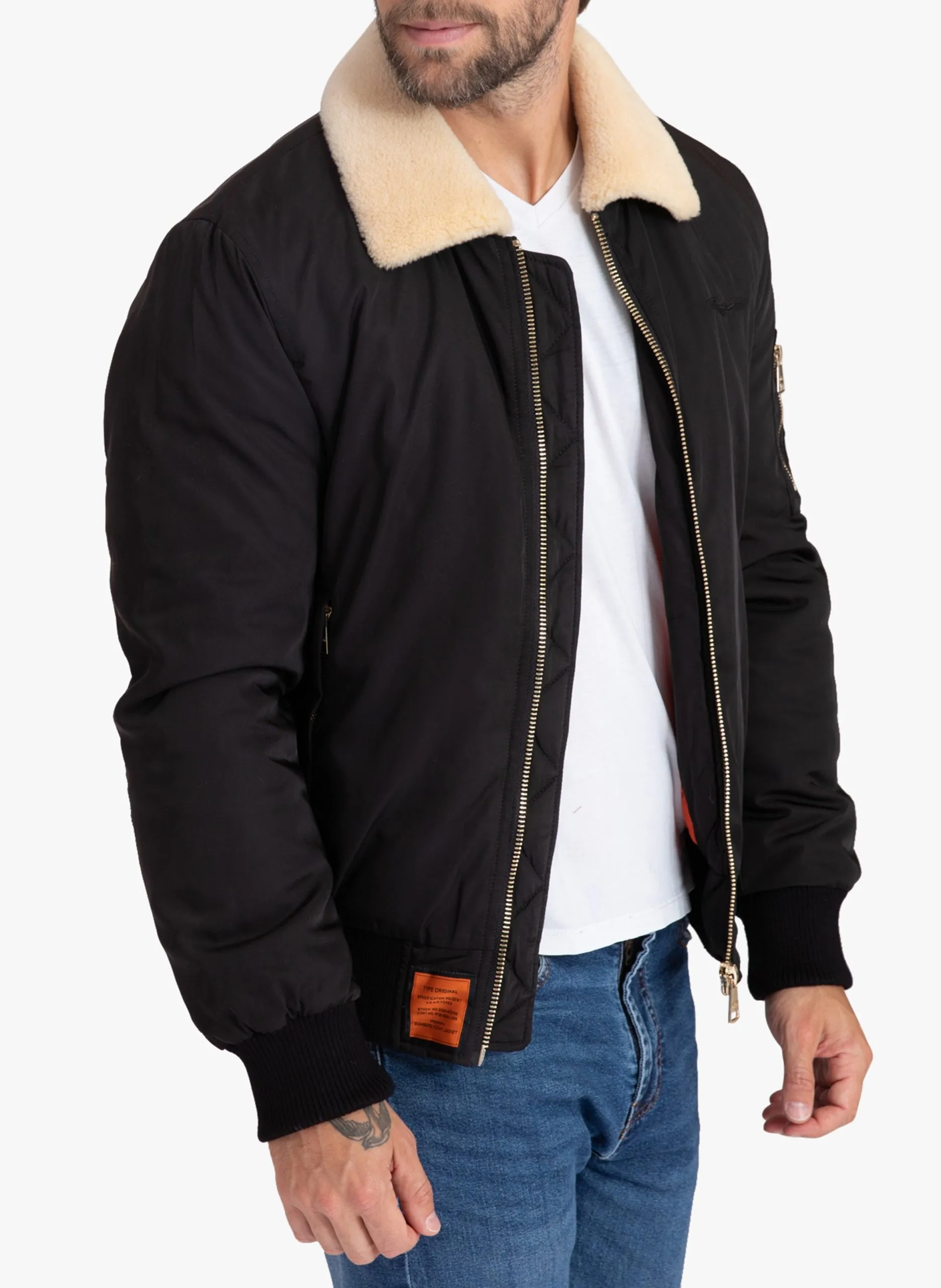 Blouson aviateur col classique Noir VERSMOLD