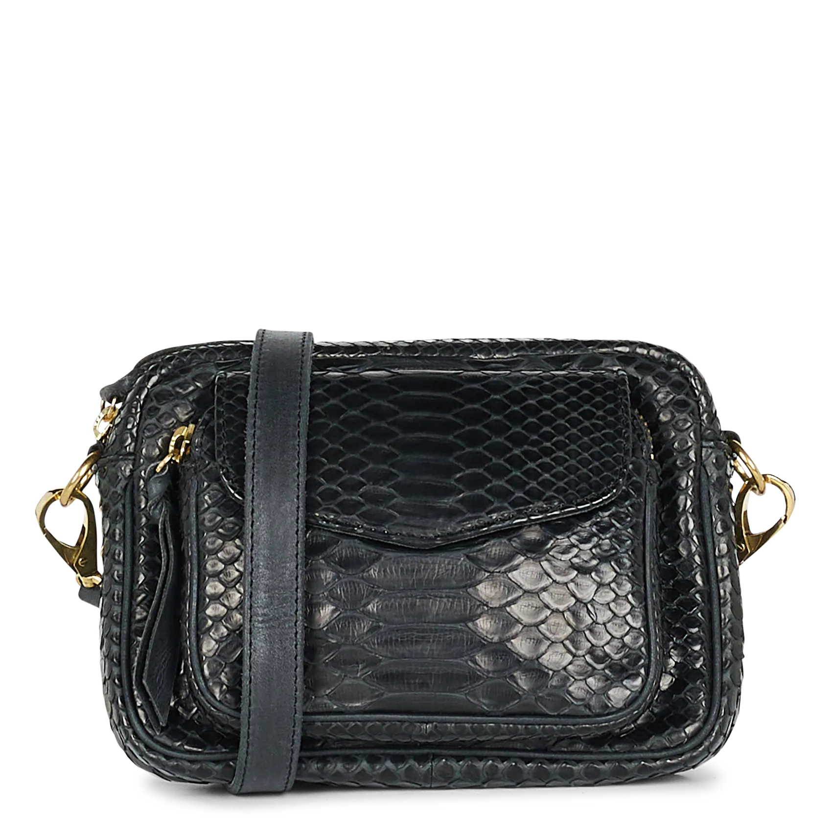 Sac bandoulière en python Noir BABY CHARLY