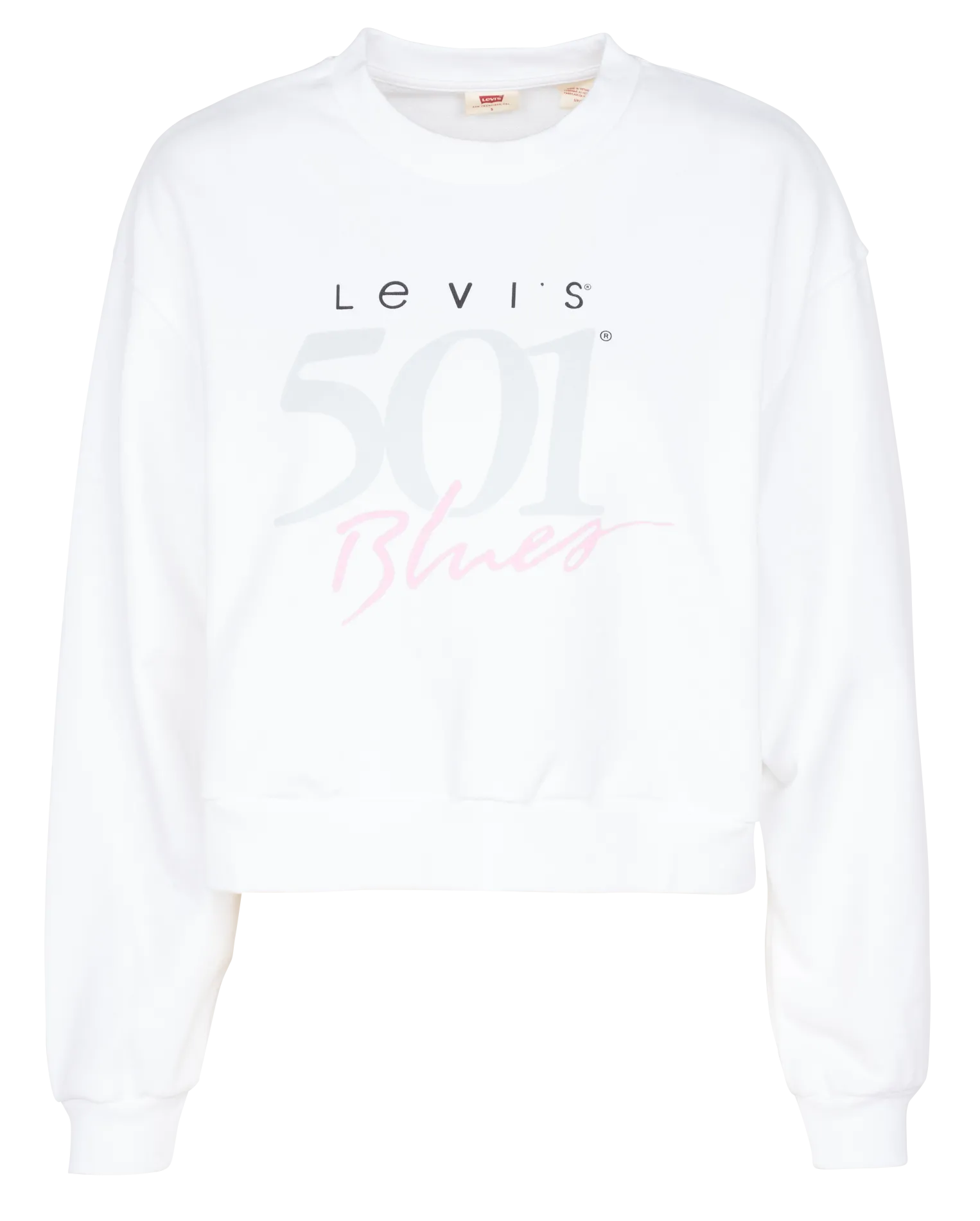 Sweat court col rond sérigraphié en coton Blanc GRAPHIC VINTAGE CREW