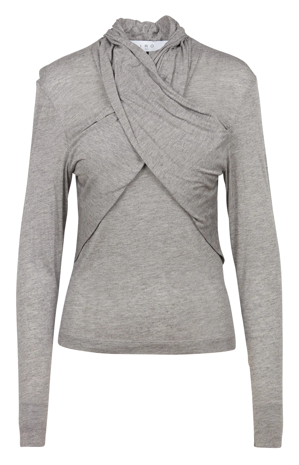 Top col V en coton mélangé Gris BLEIZ