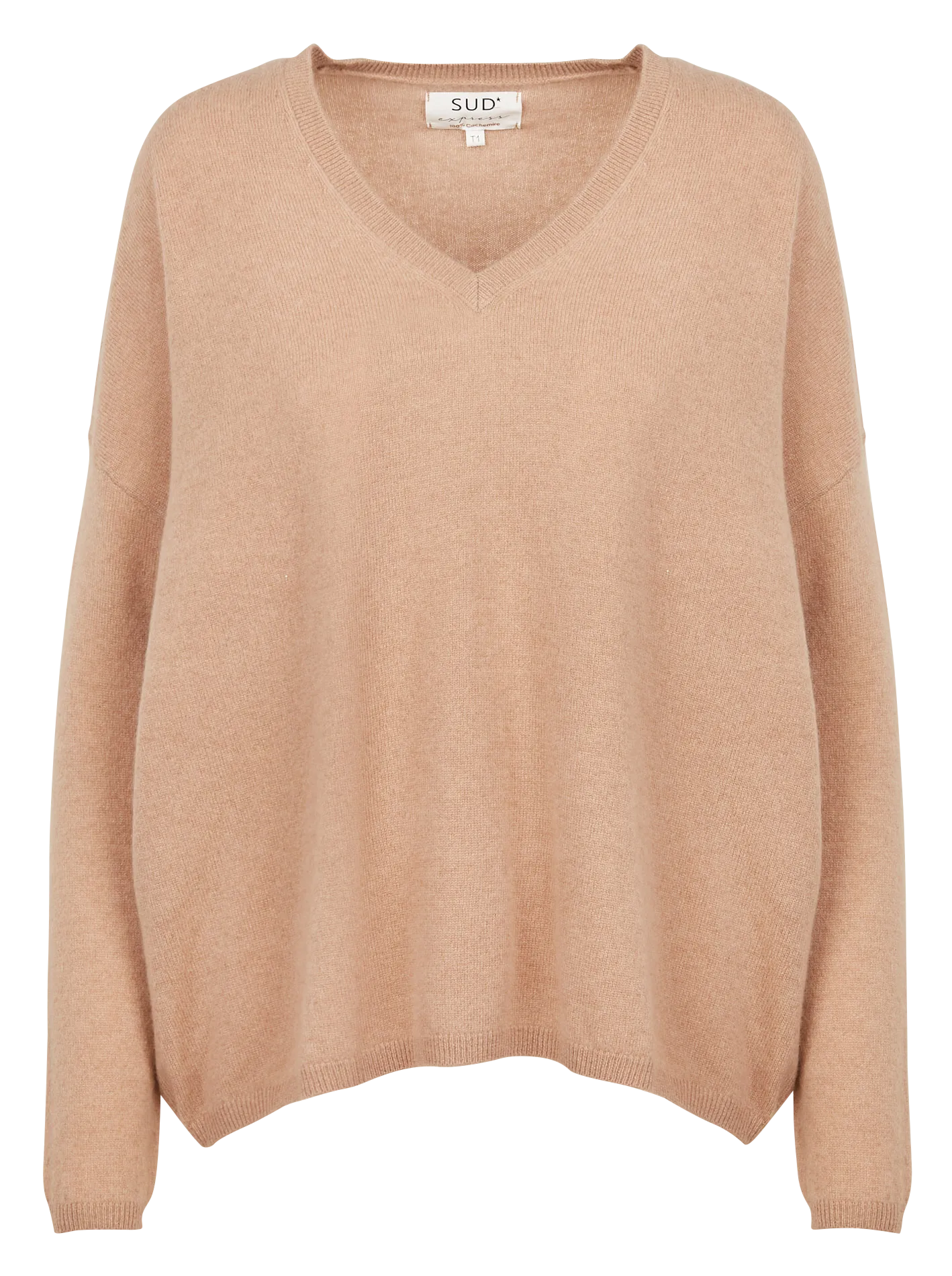 Pull col v en cachemire Beige MONJOE