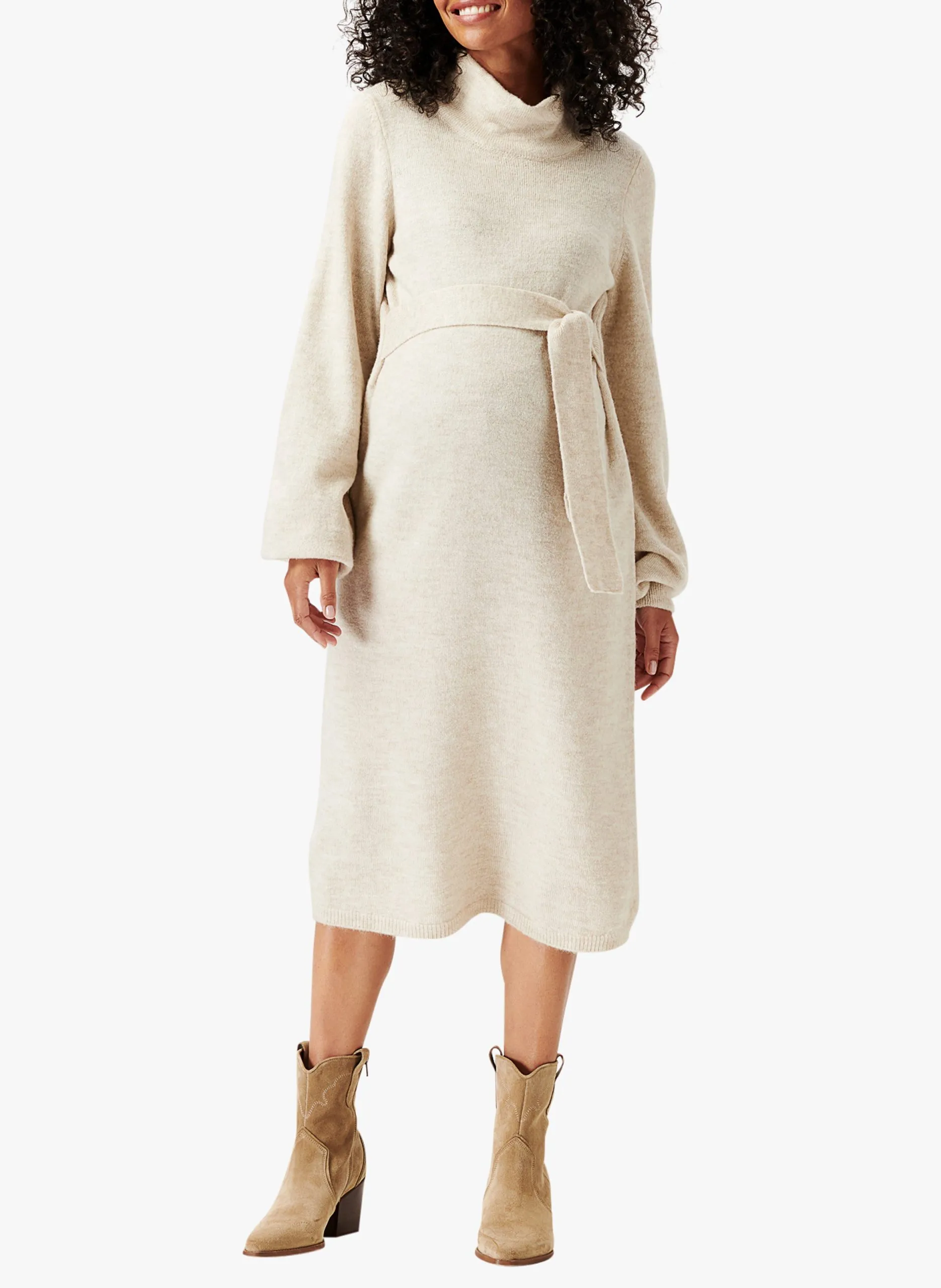 Robe de grossesse col roulé Beige RUSSELL