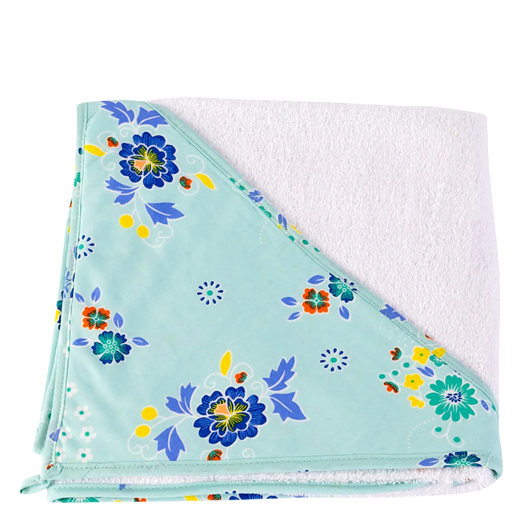 Cape de bain imprimé fleuri en coton Bleu