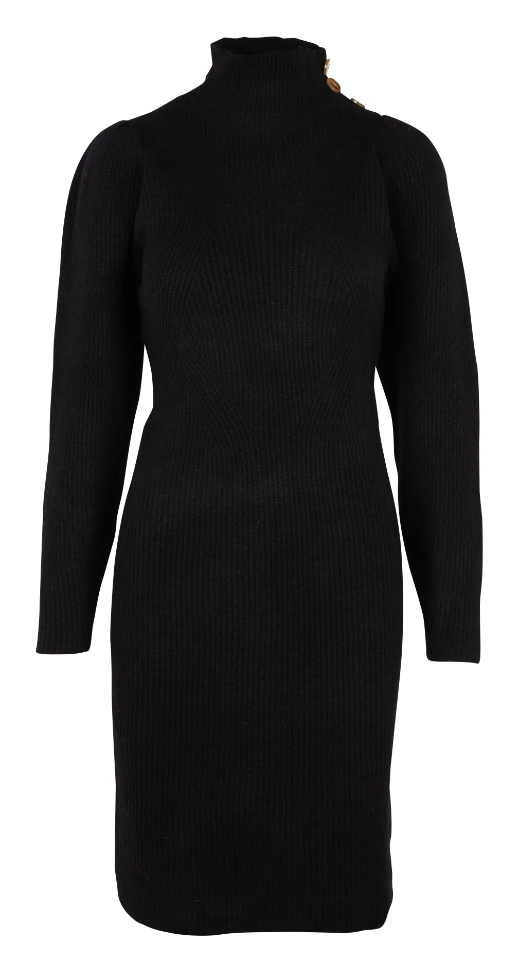 Robe courte col montant en maille mélangée Marron