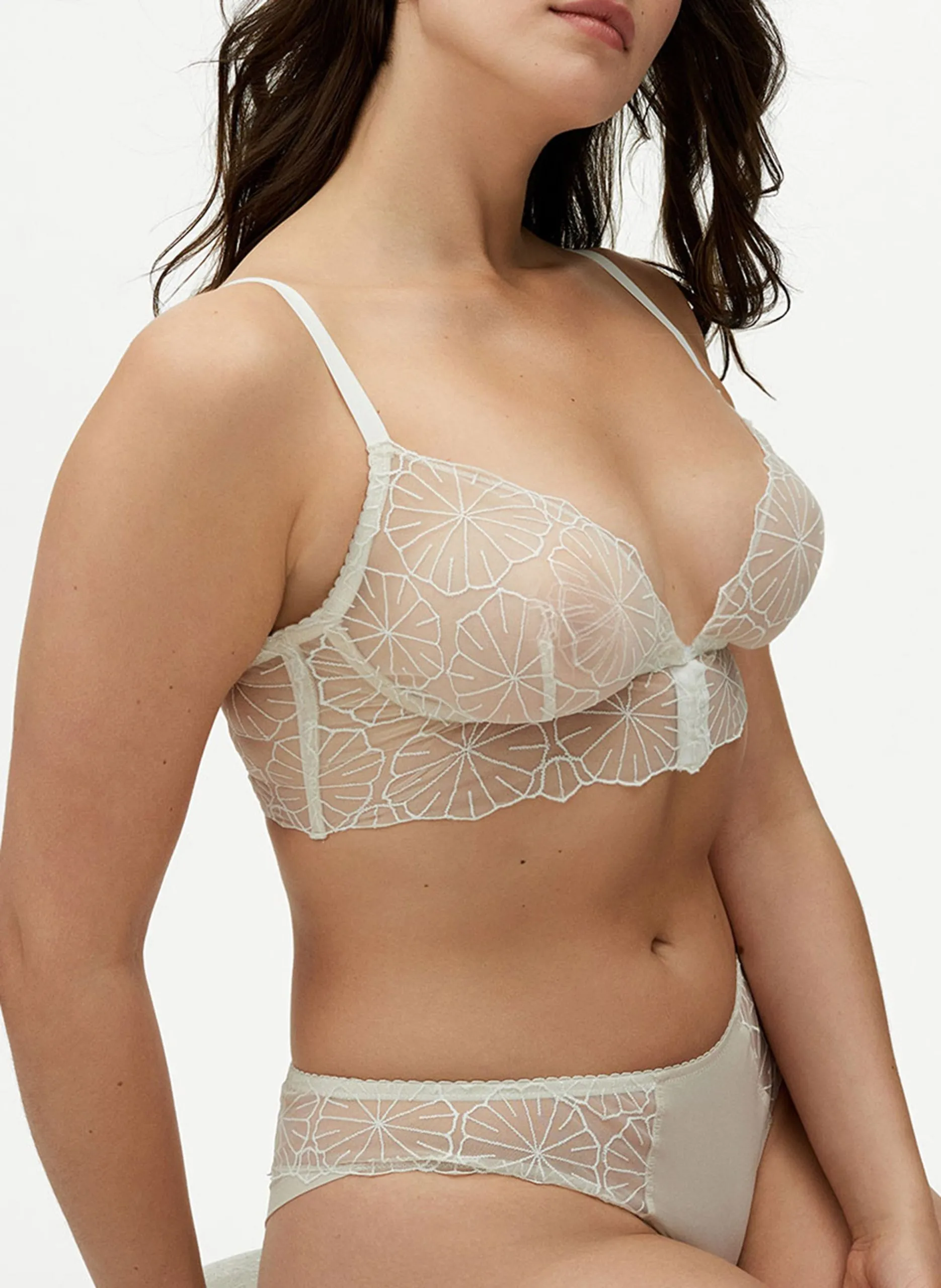 Soutien-gorge triangle en dentelle Beige PAOLA