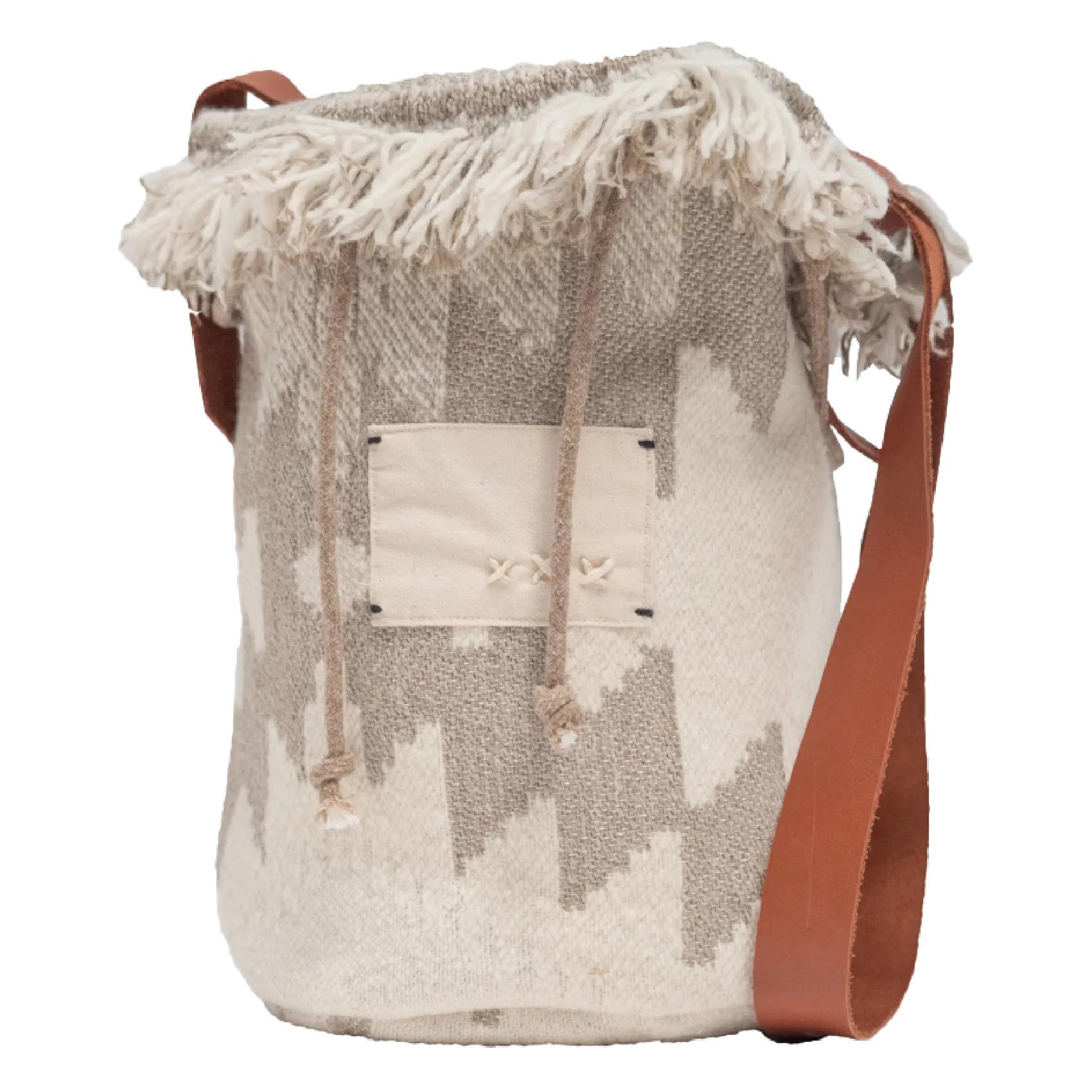 Sac frangé en laine mélangée Beige KAYAK