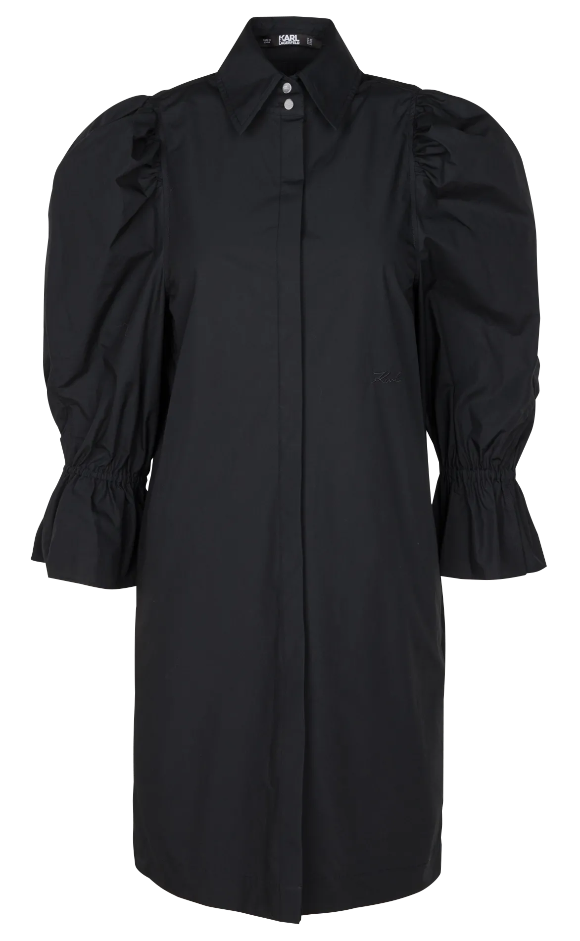 Robe midi à col classique Noir