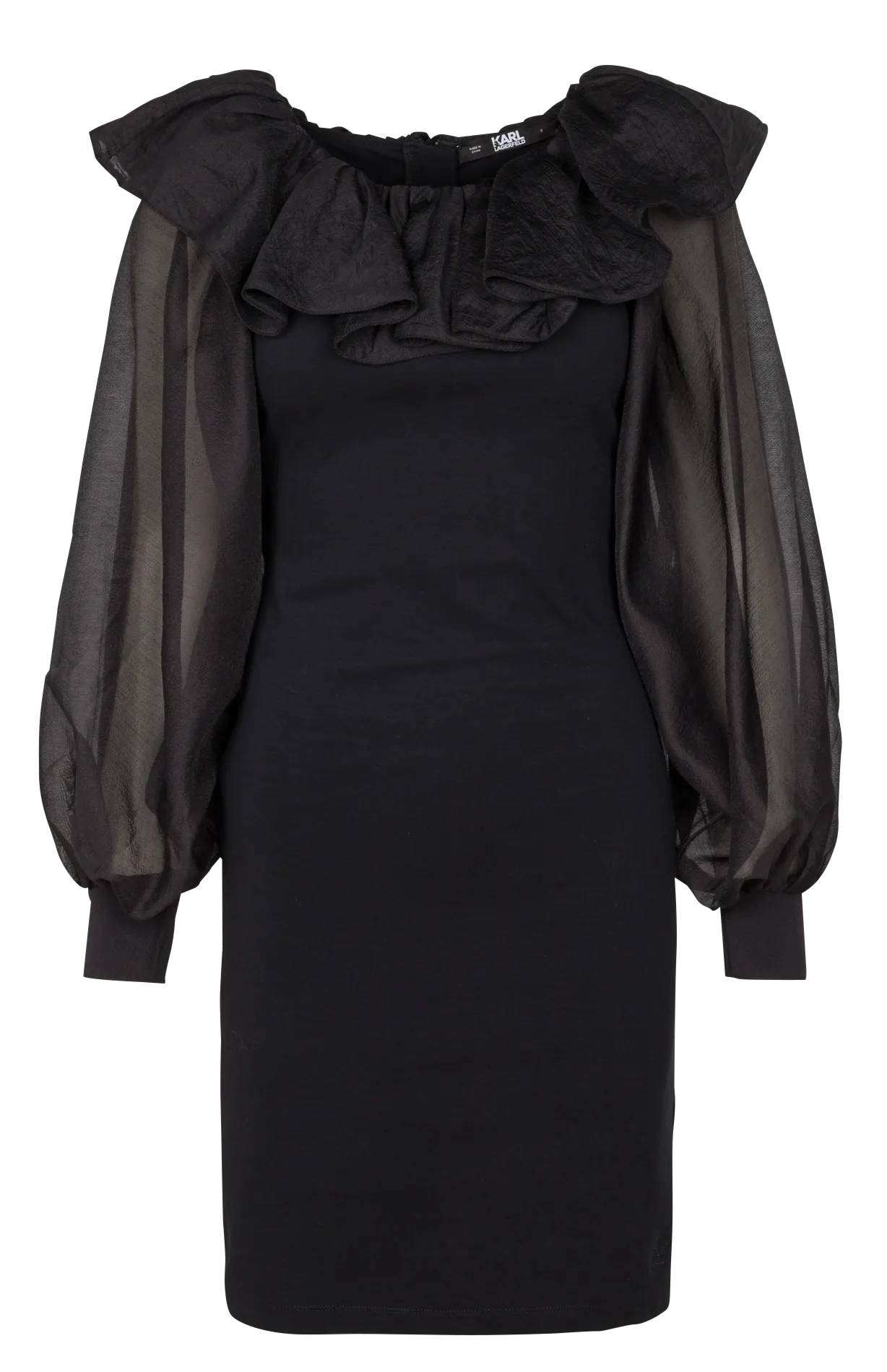 Robe midi à volants en coton Noir