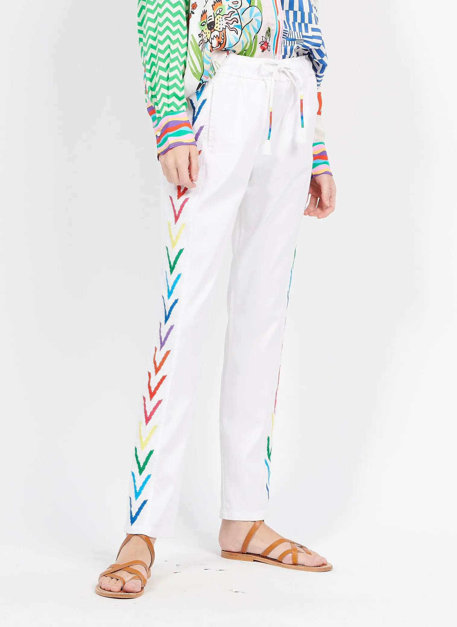 Pantalon droit avec broderies Blanc BROOKE