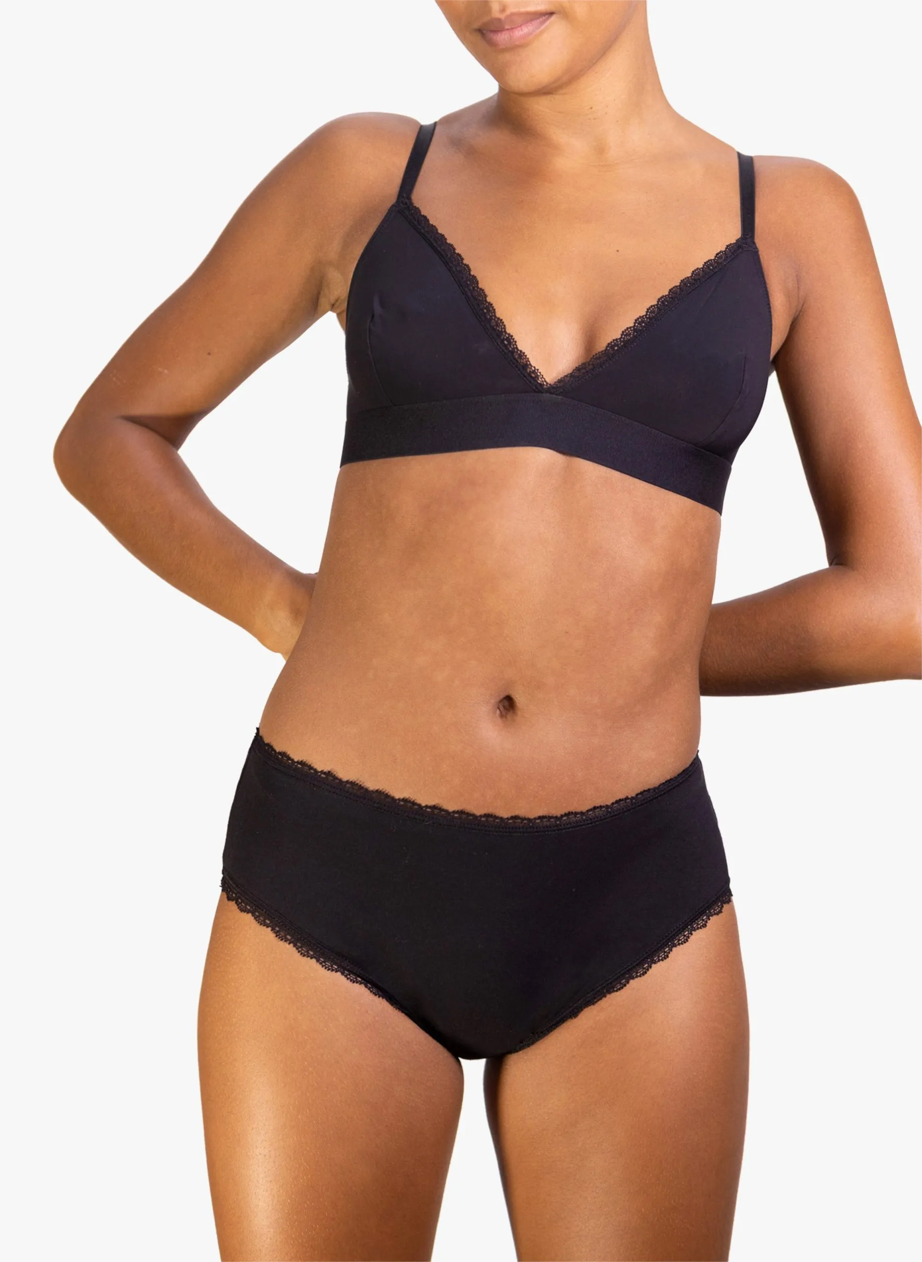 Culotte menstruelle flux abondant en coton biologique Noir CALLIE