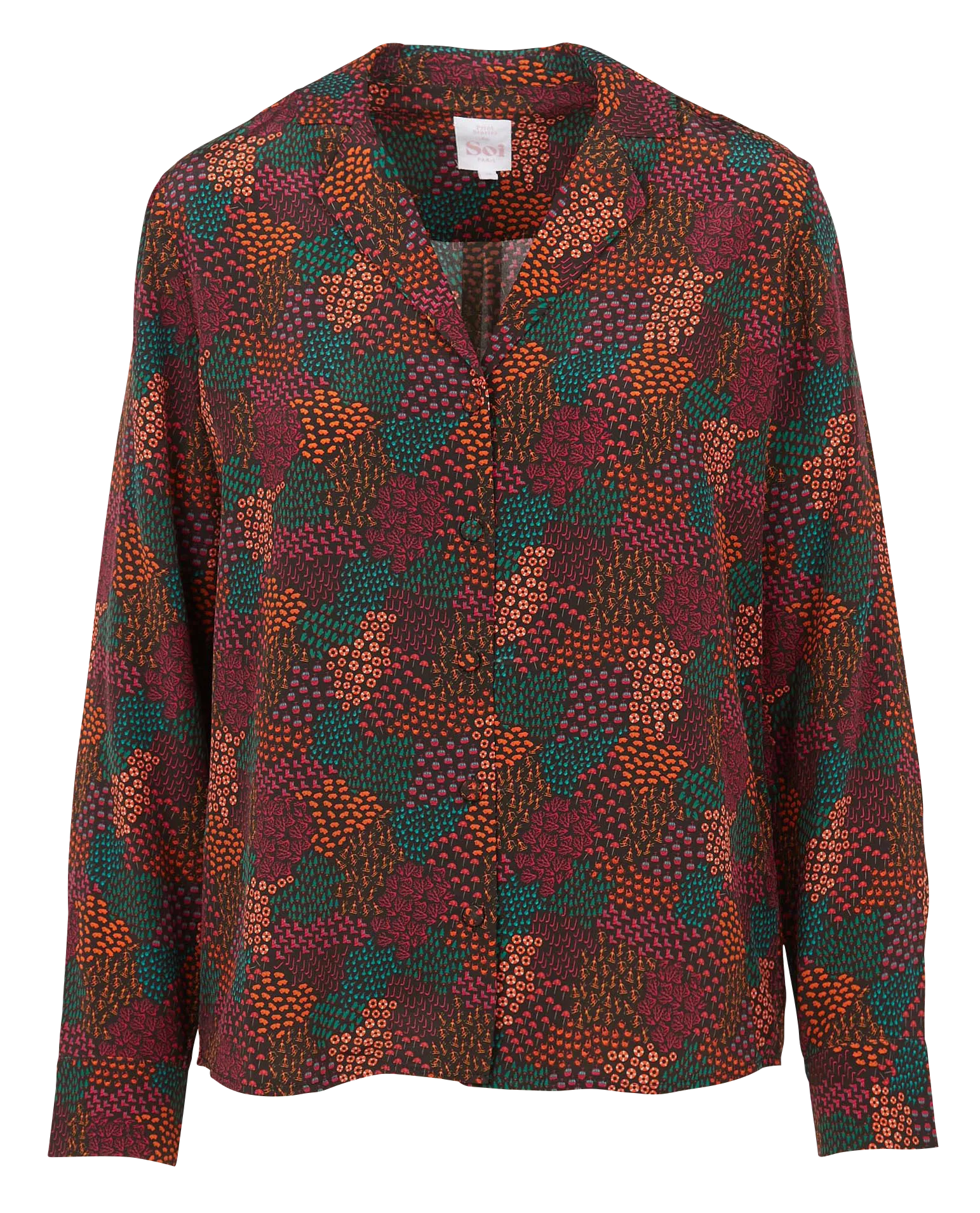 Chemise imprimée en soie Marron