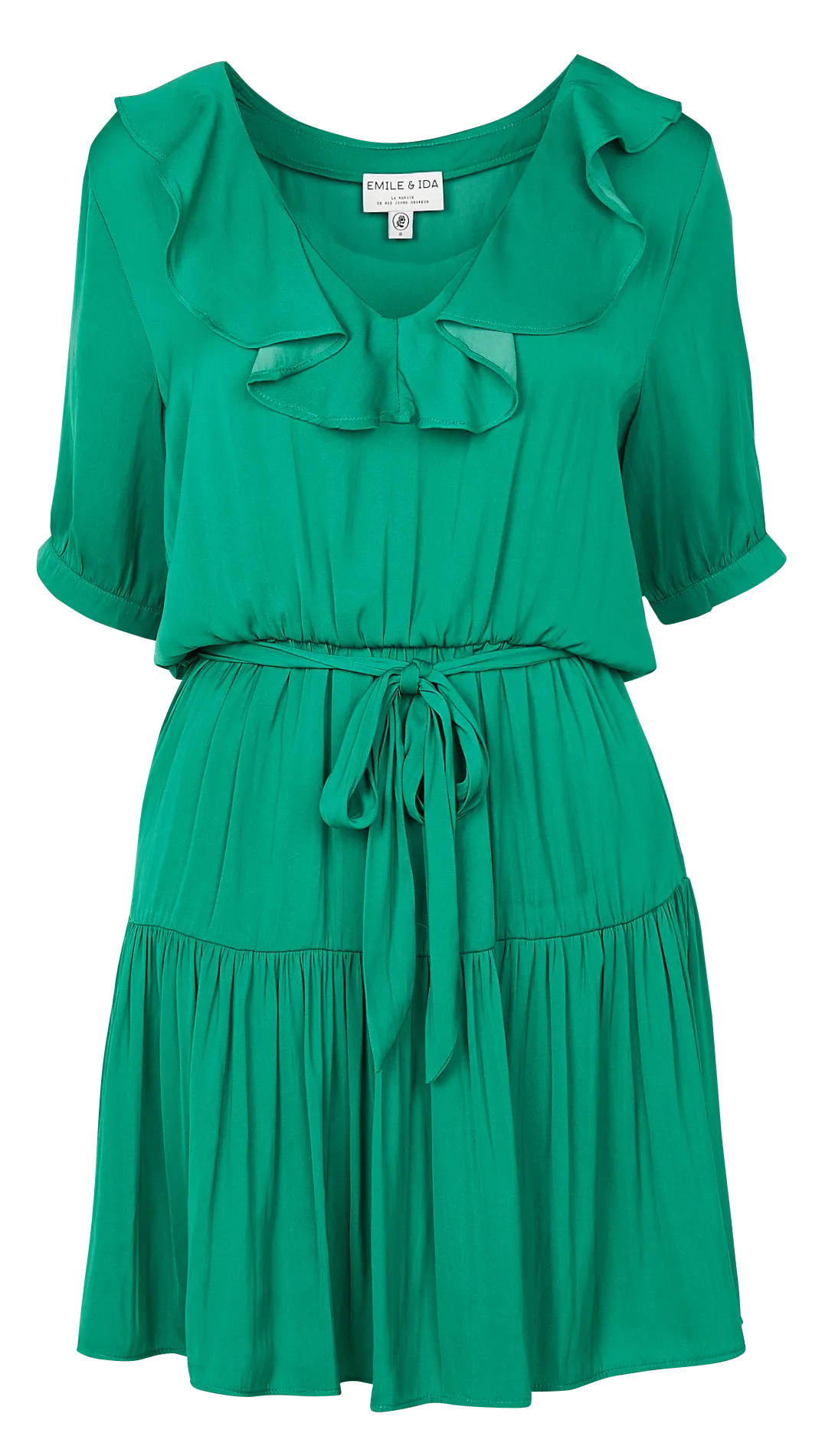 Robe courte fluide en viscose Vert