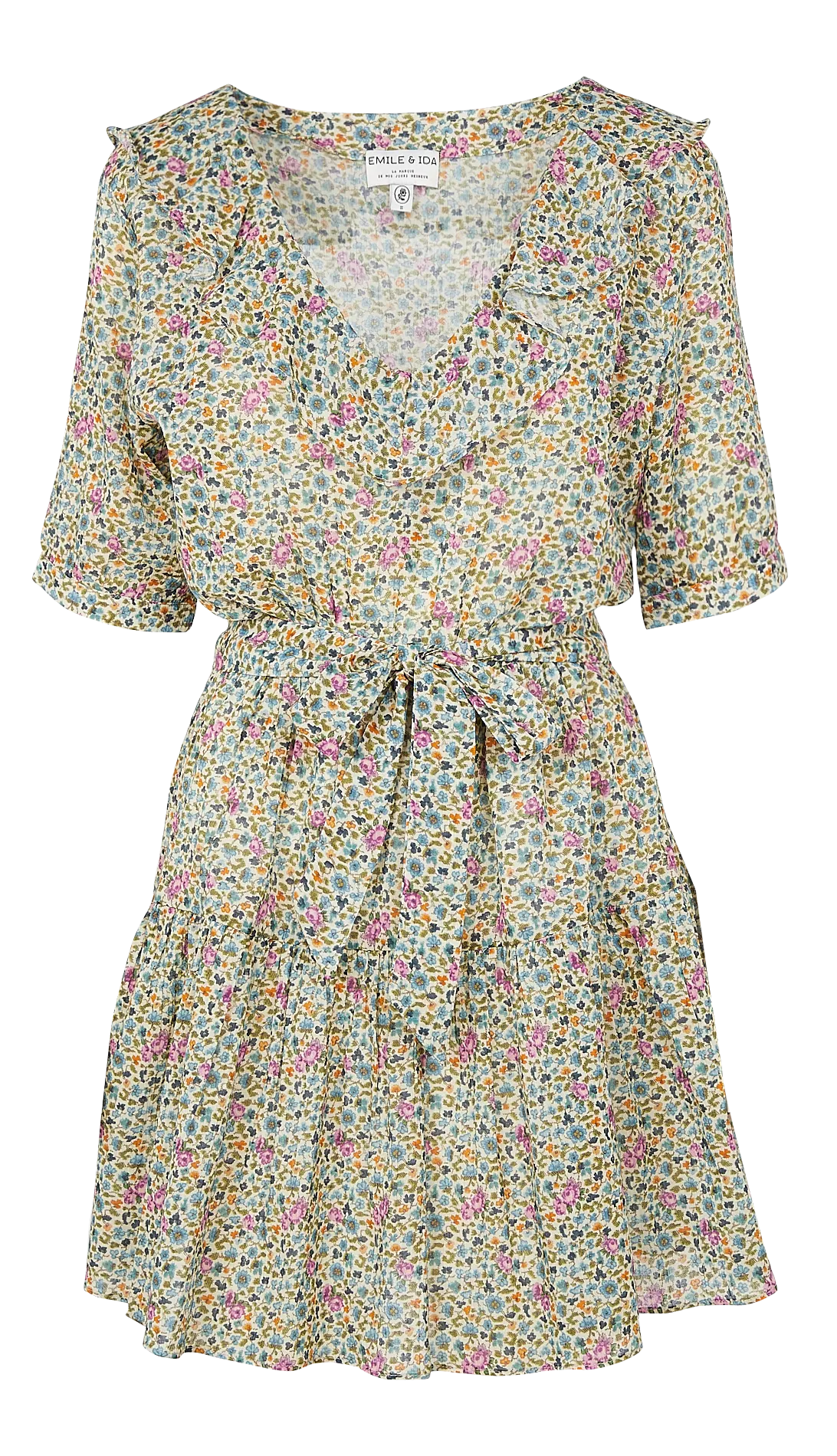 Robe courte en coton imprimé Vert