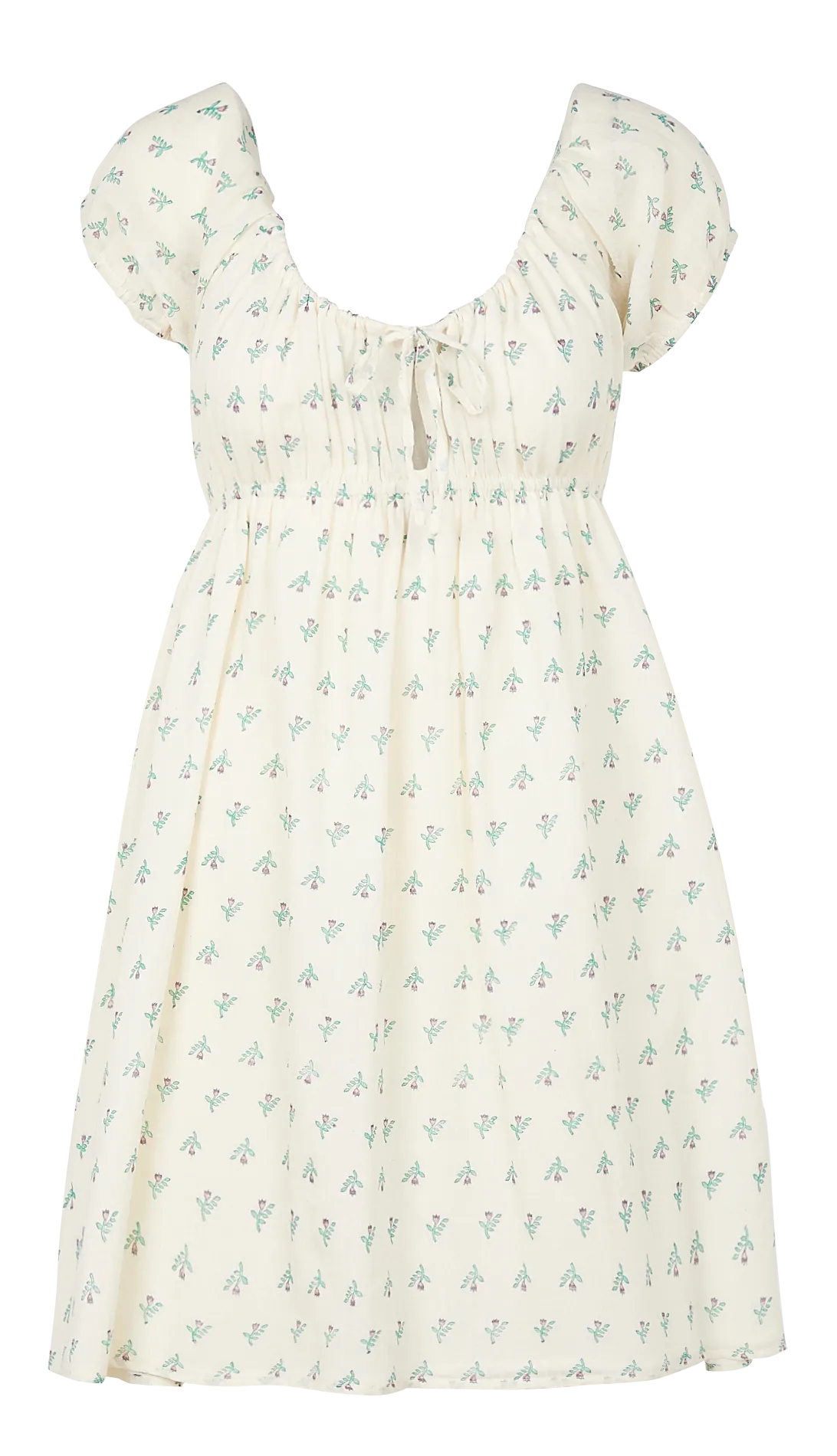 Robe courte en coton imprimé Beige