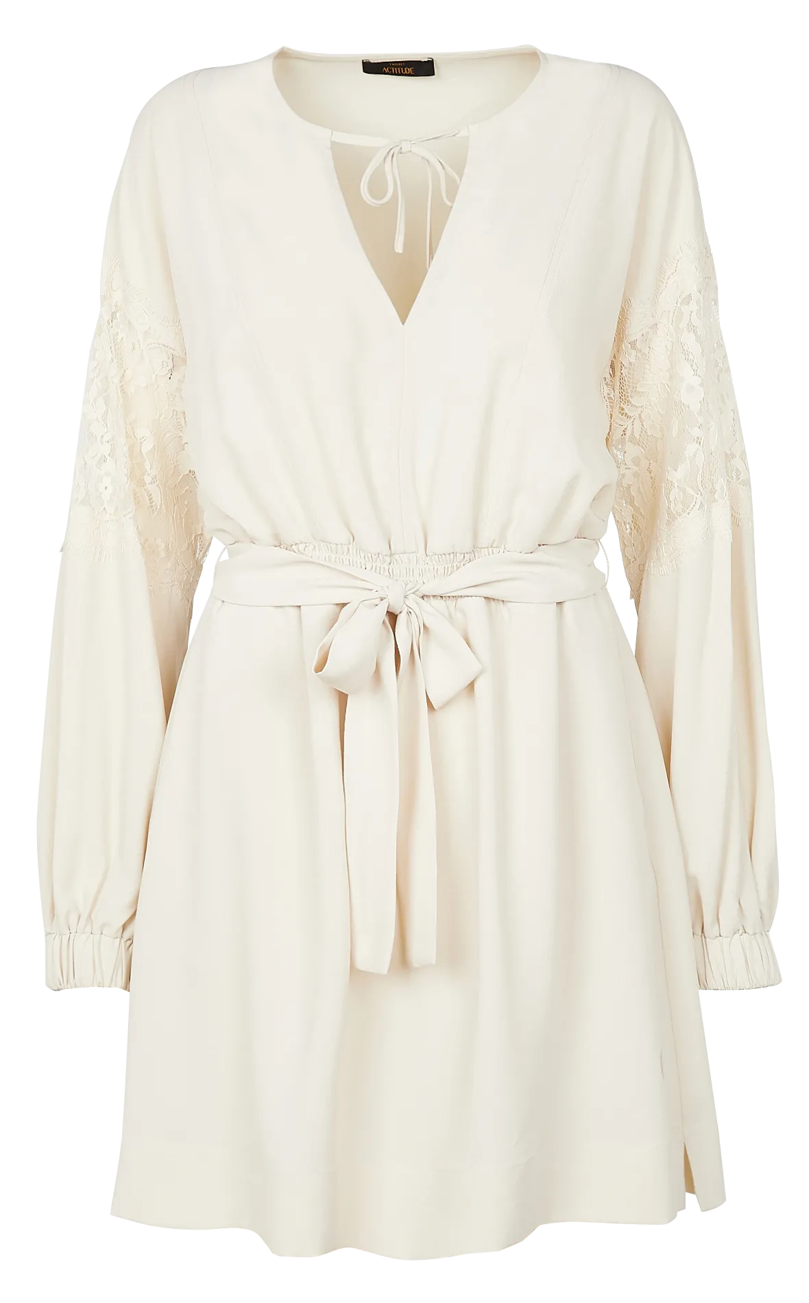 Robe midi à dentelle Beige