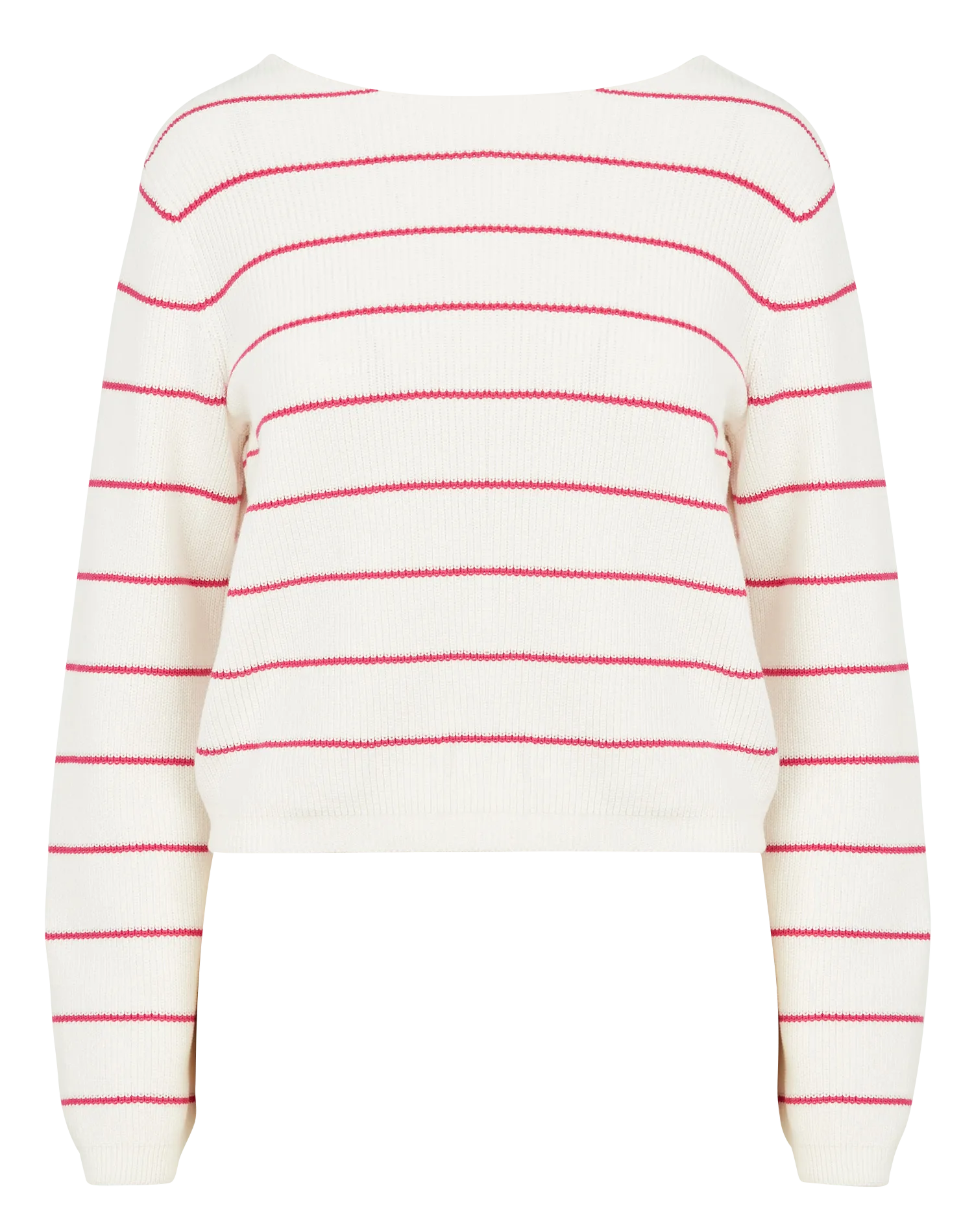 Pull col bateau rayé en coton Blanc