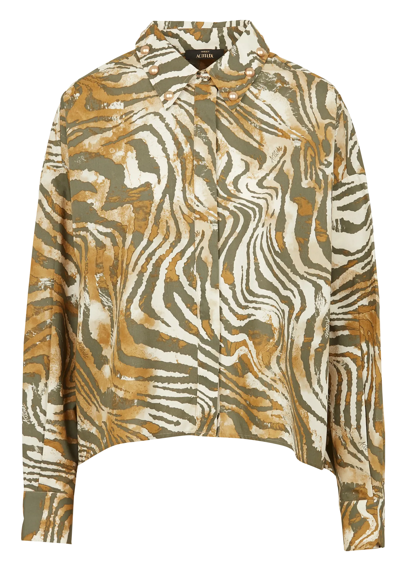 Chemise ample en coton imprimé Kaki