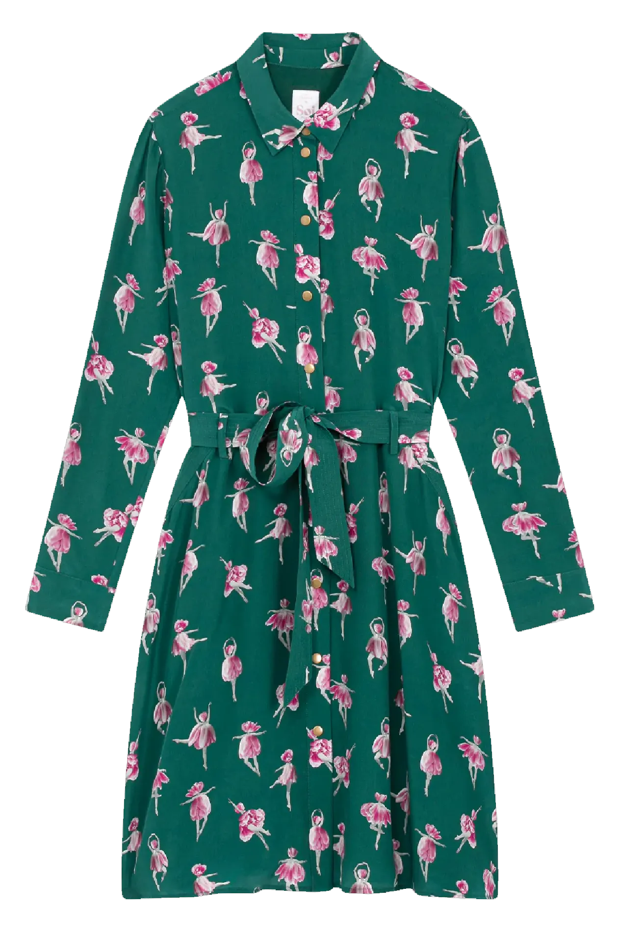 Robe midi imprimée en soie Vert