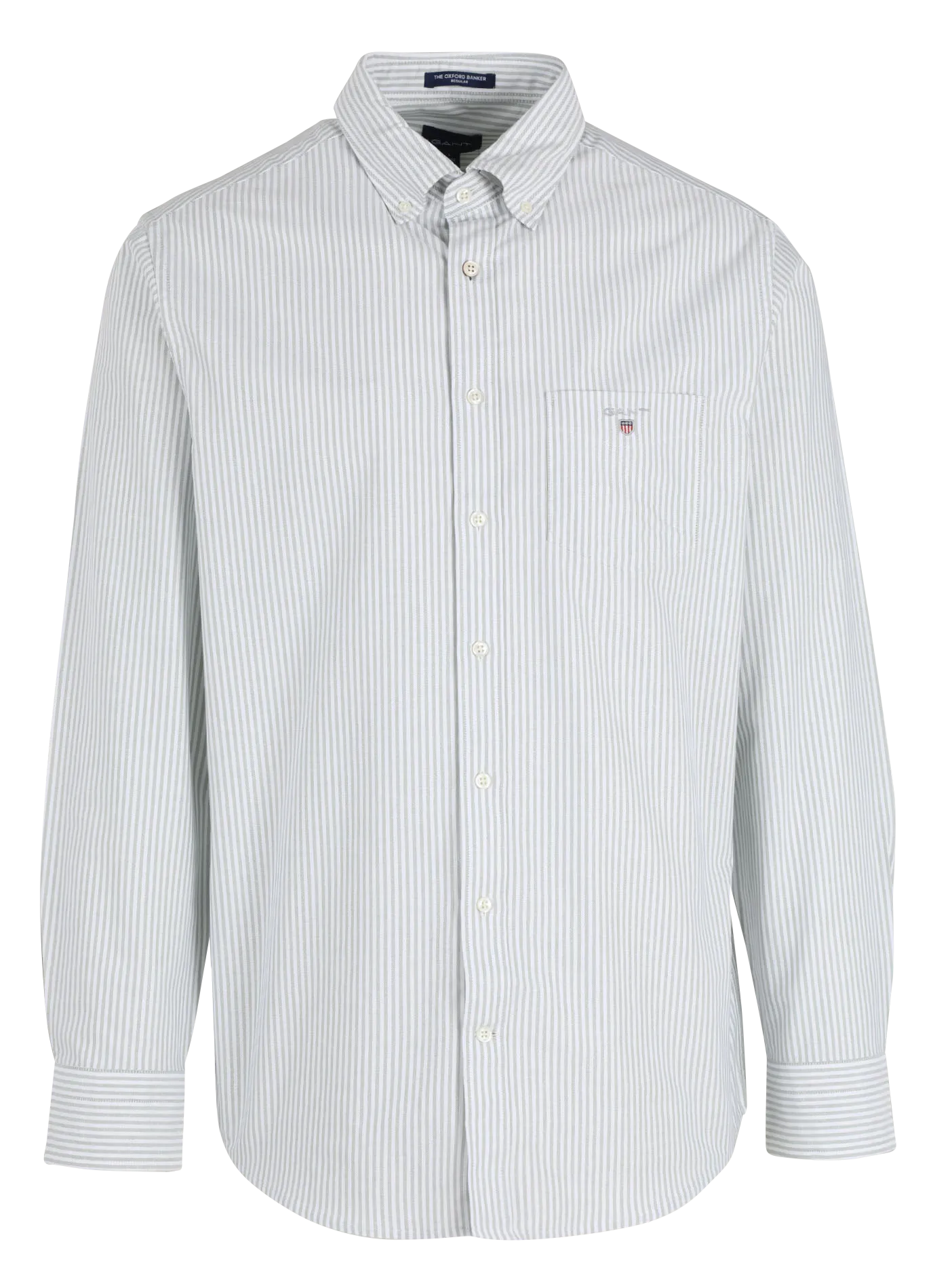 Chemise droite en coton à rayures Vert