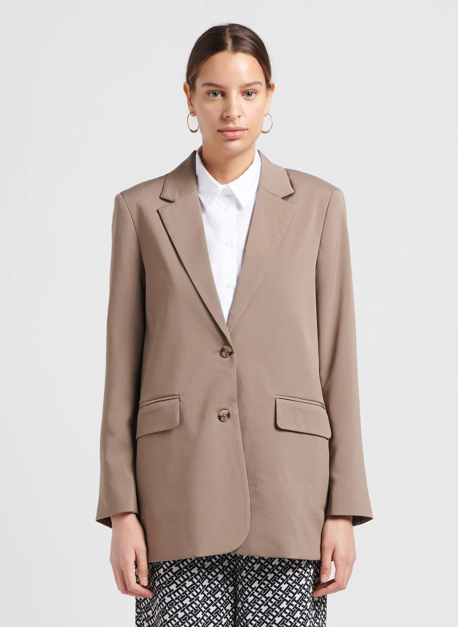 Veste de blazer droite Marron