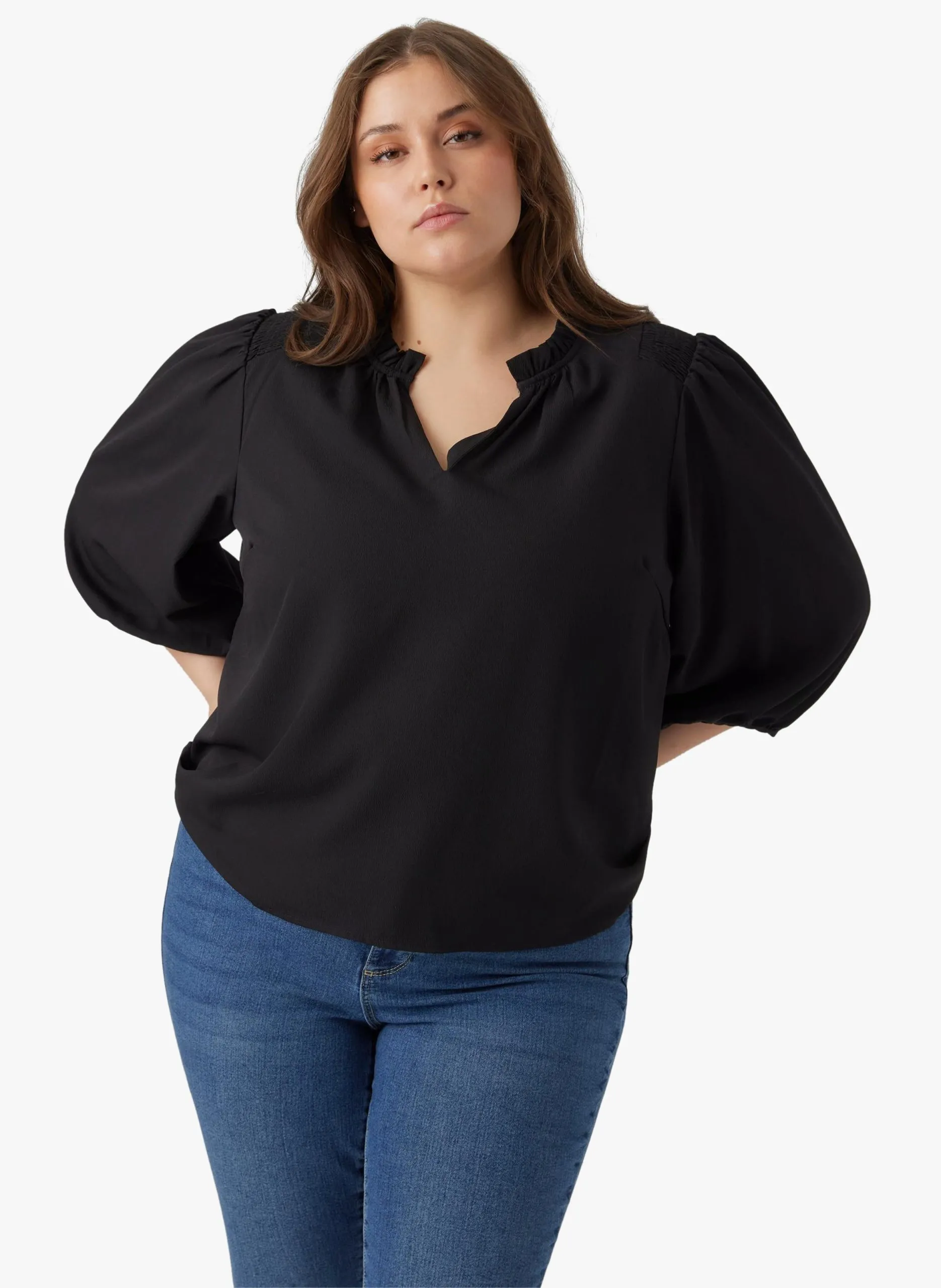 Blouse col V regular-fit Noir SERENITY OLIVIA