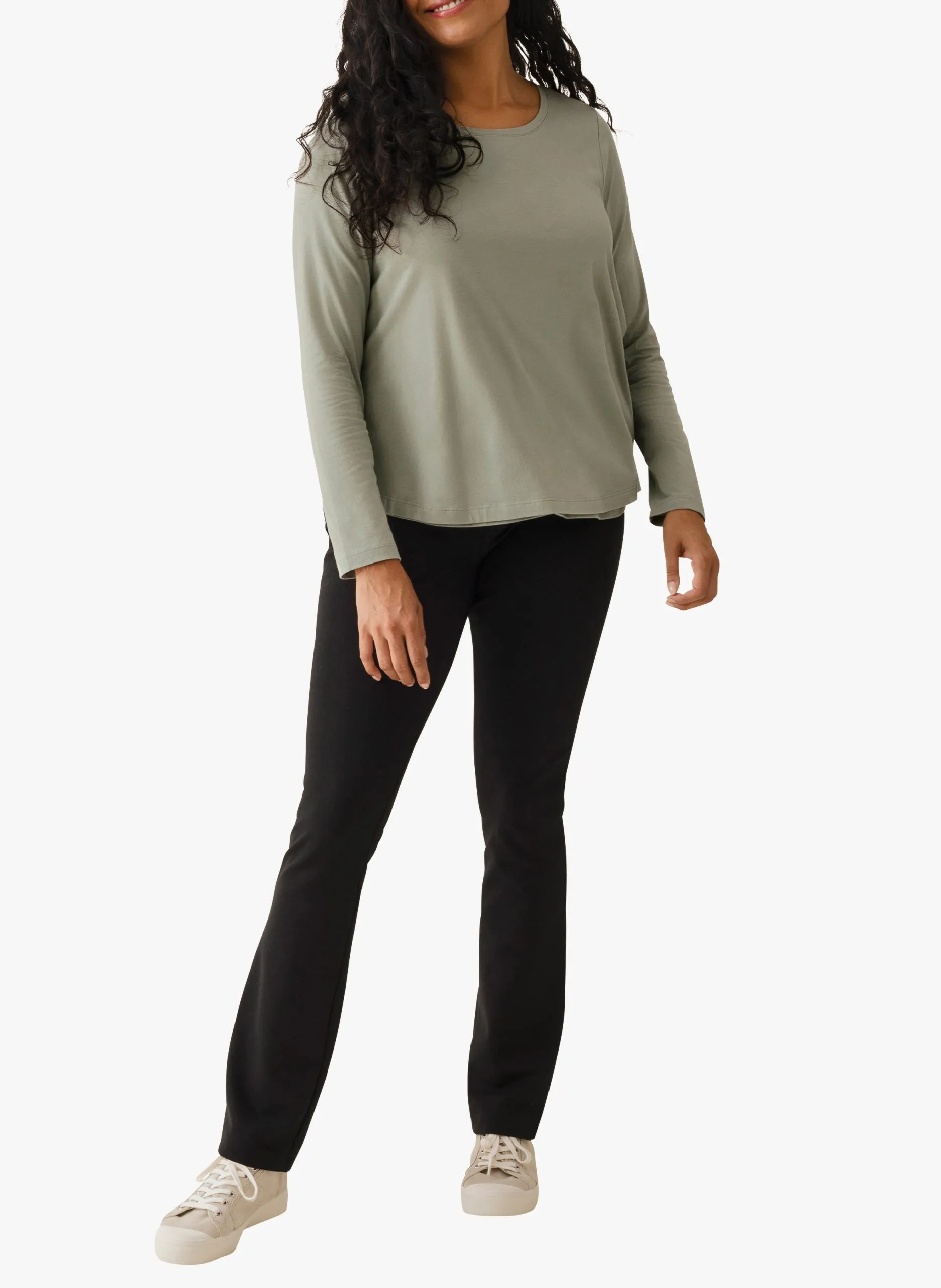 Tee-shirt col rond en coton bio mélangé Vert