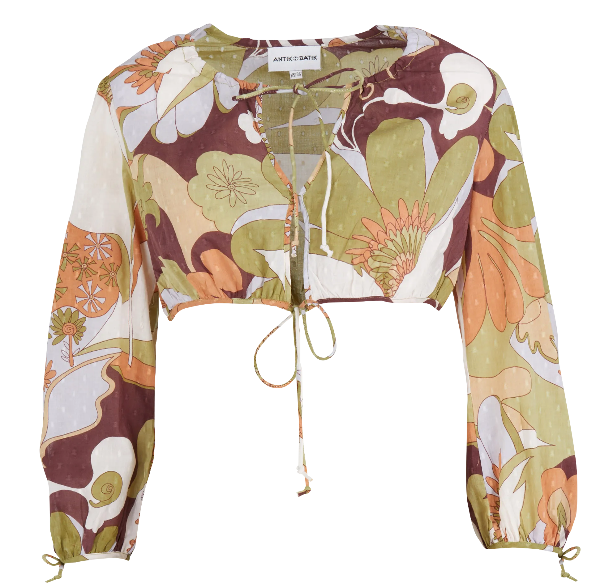 Top court en coton imprimé Kaki BAHIA