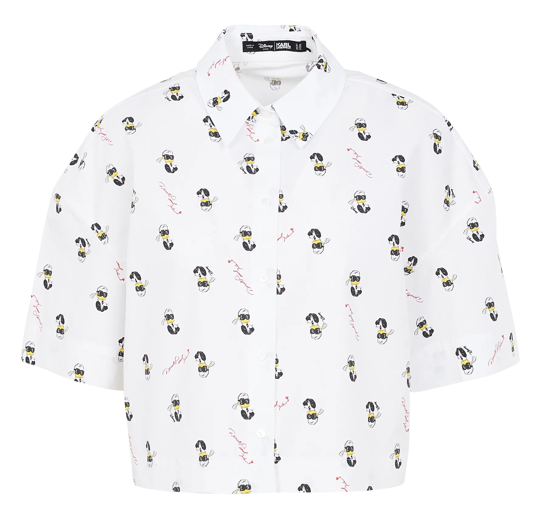 Chemise courte en coton bio imprimé Blanc KLxDISNEY