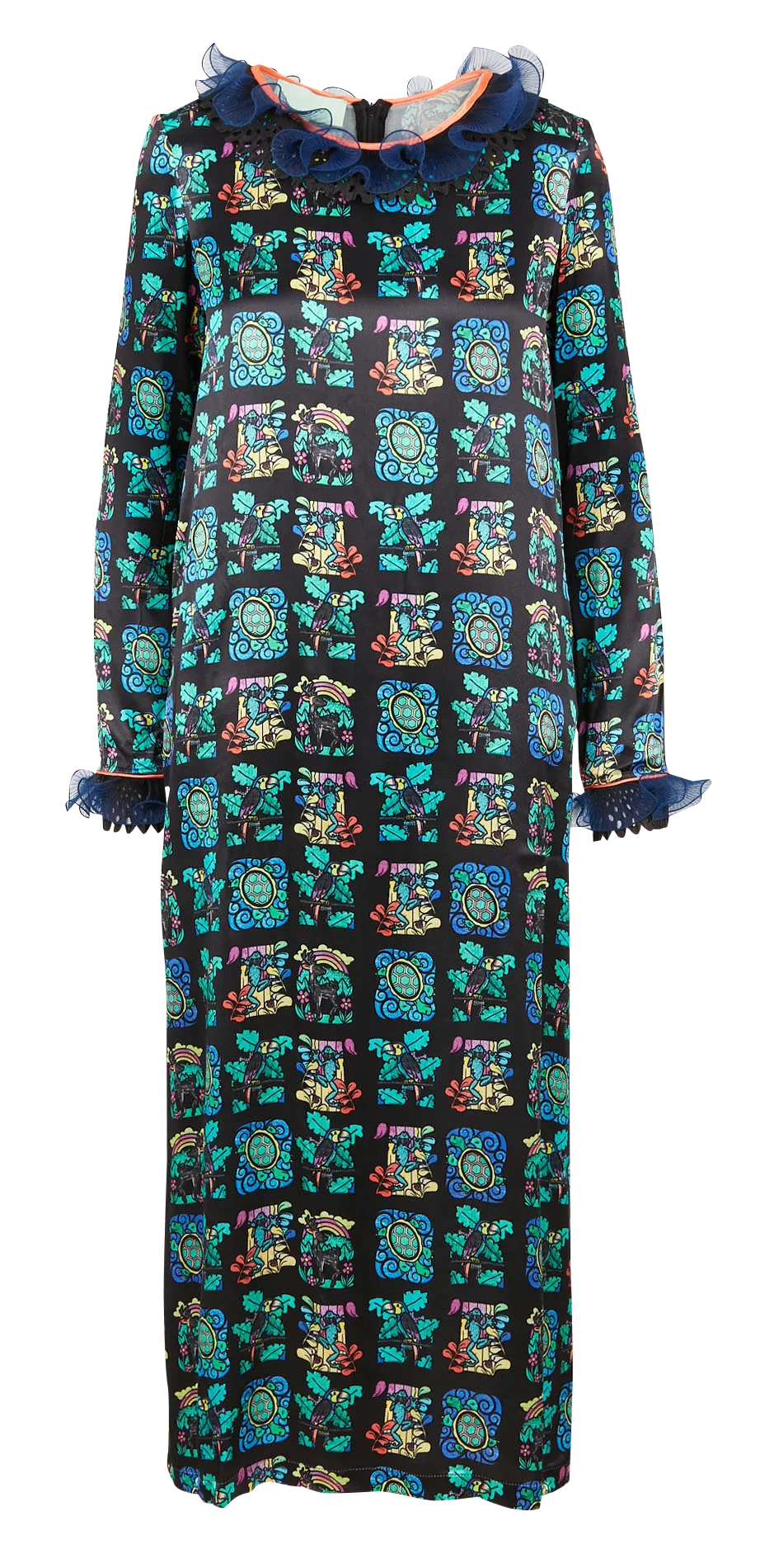 Robe longue droite imprimée à volants Multicolore MARSHALL