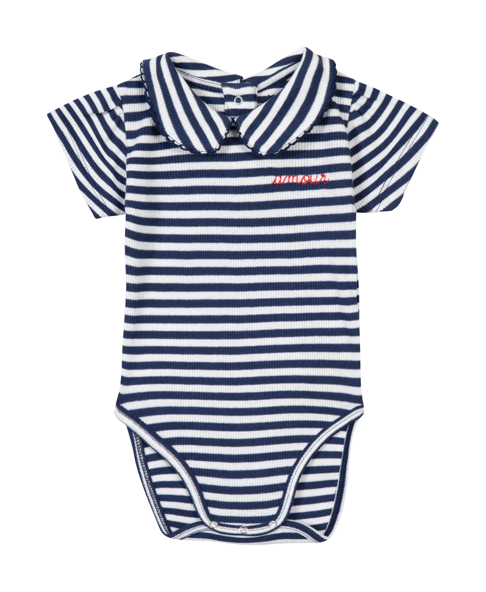 Body col claudine brodé "amour" en coton bio Bleu BLOMET AMOUR