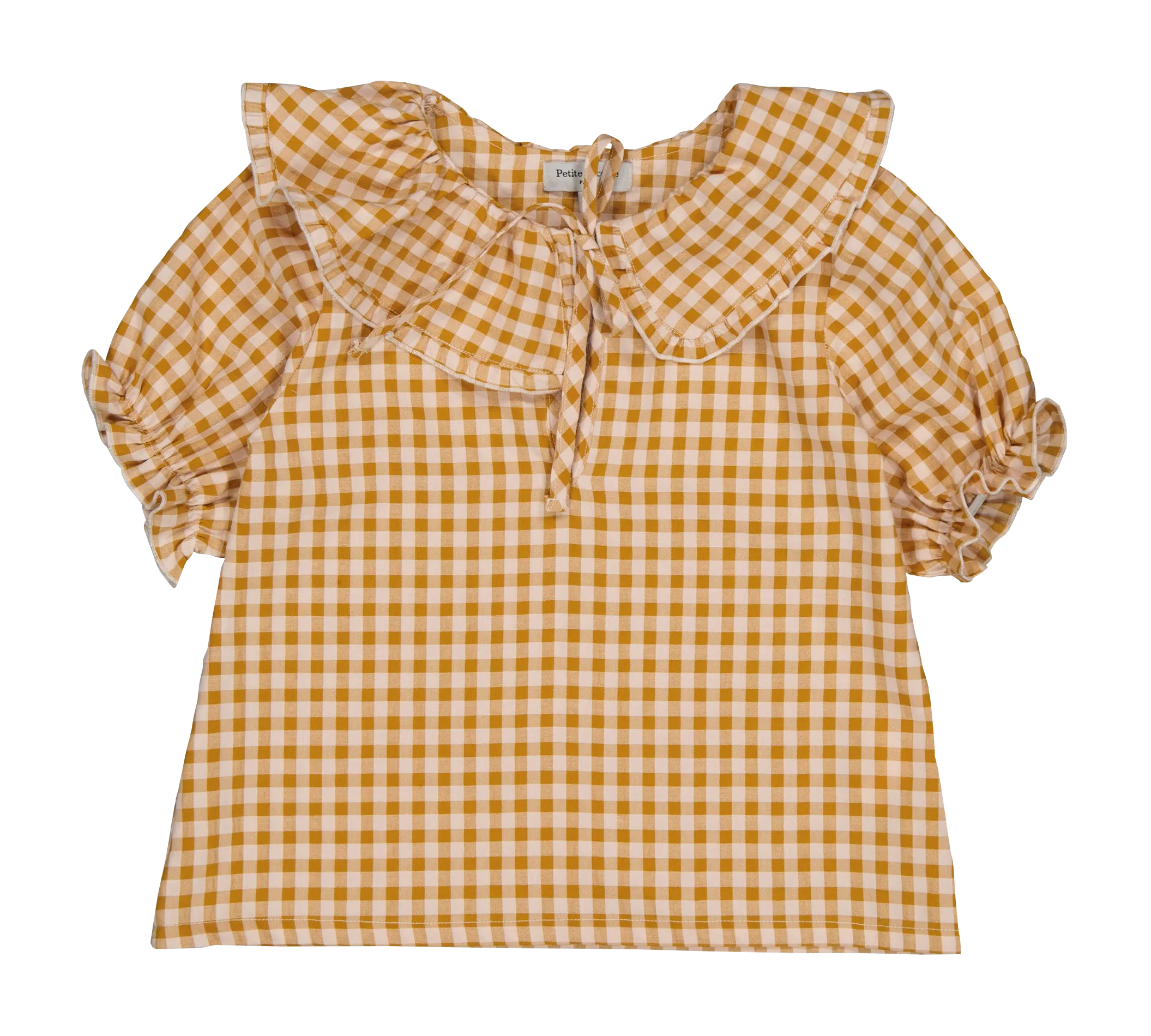 Blouse vichy en coton mélangé Orange ANAEL