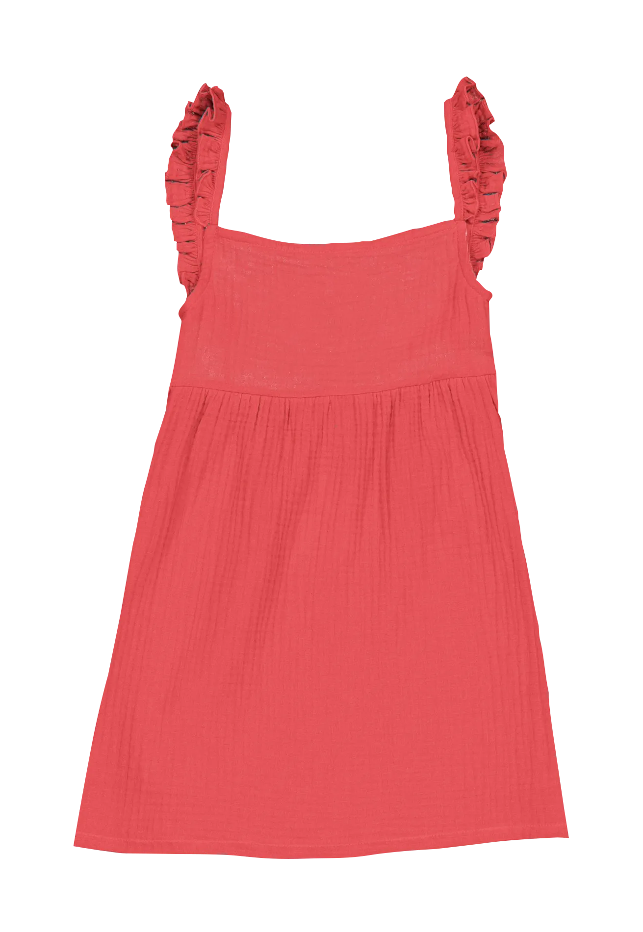 Robe courte en gaze de coton bio Rouge LARA