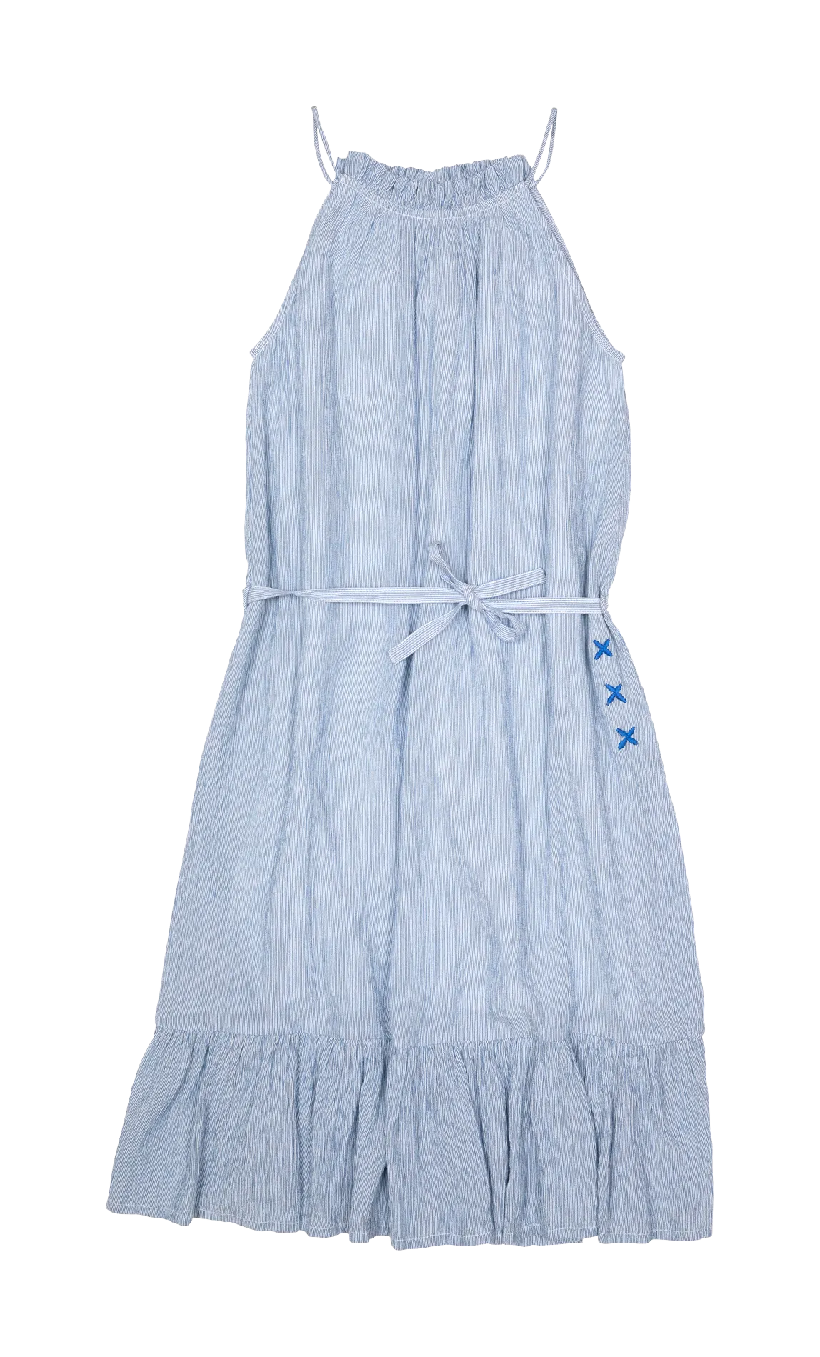 Robe longue col rond Bleu DEVA