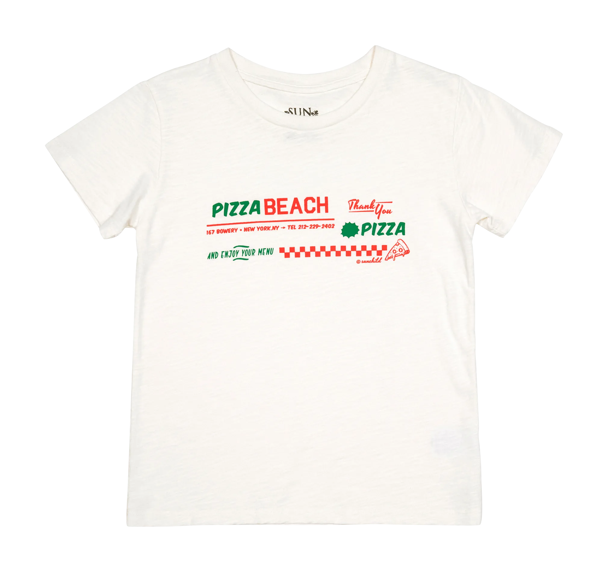 Tee-shirt col rond imprimé en coton Blanc PIZZA BEACH